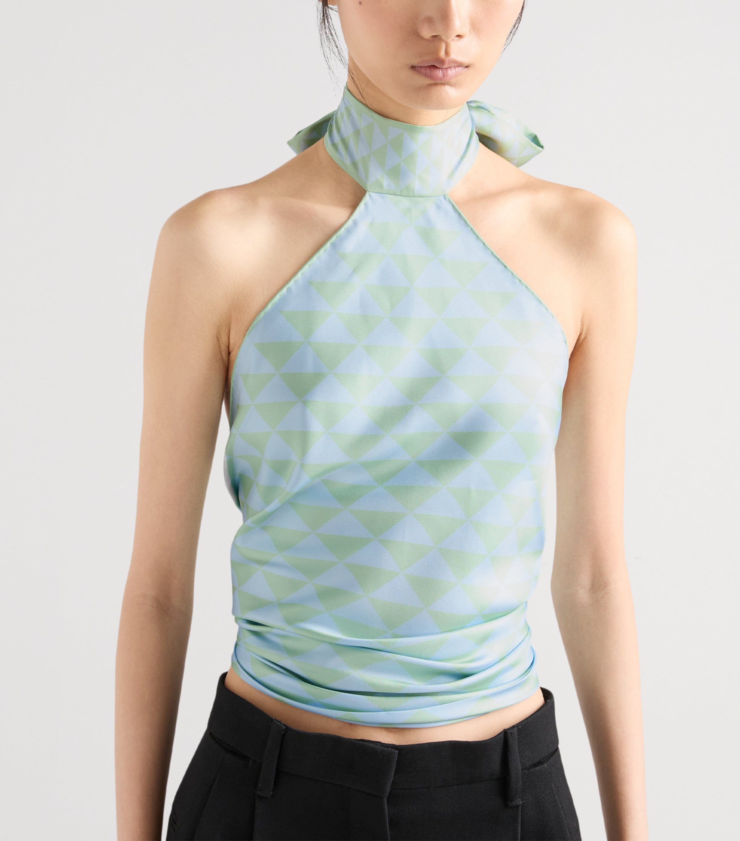 Prada Womens Silk Twill Halterneck Top Image 2