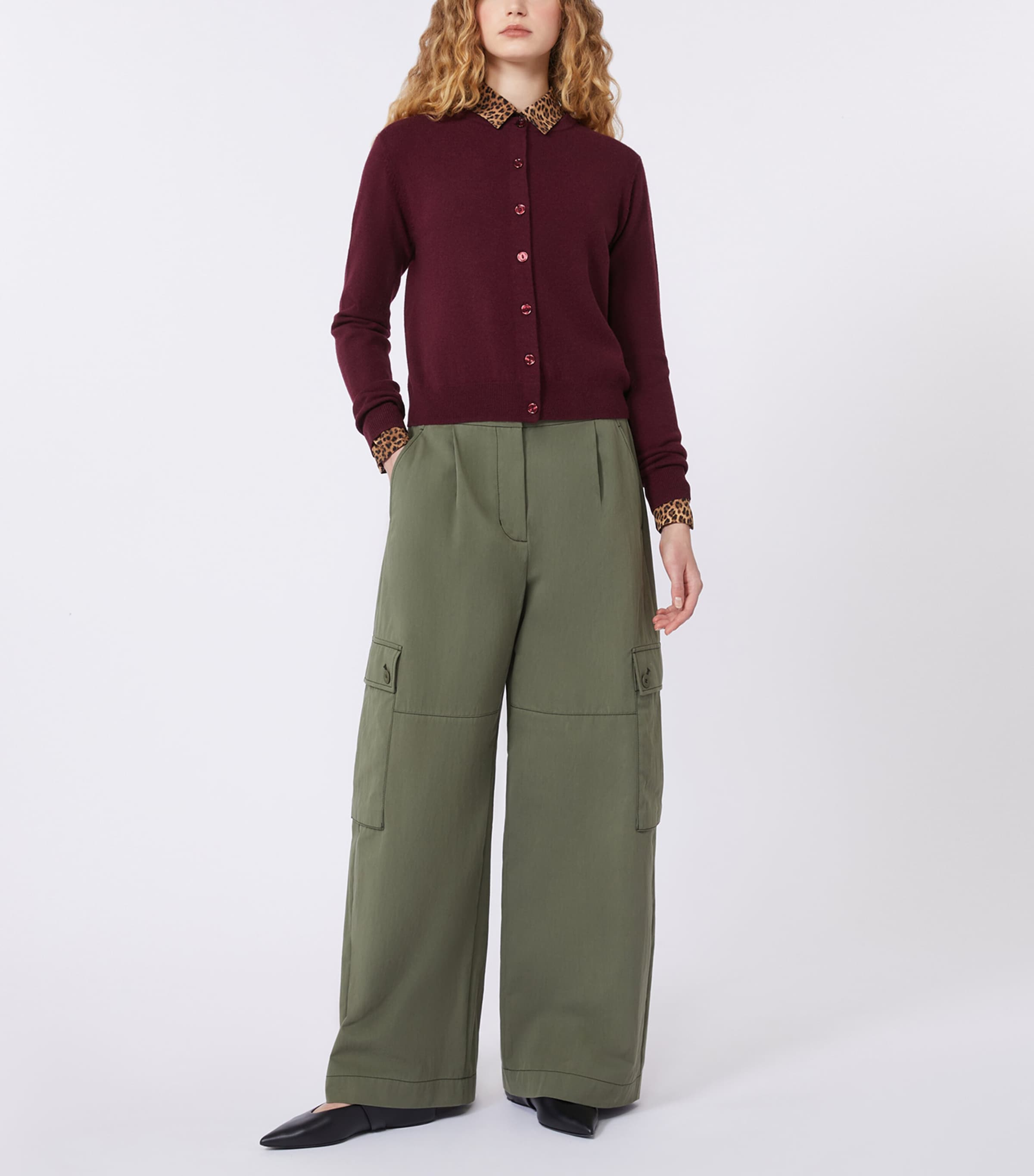 Weekend Max Mara Womens Wool-Cashmere Cardigan Bordeaux Image 4
