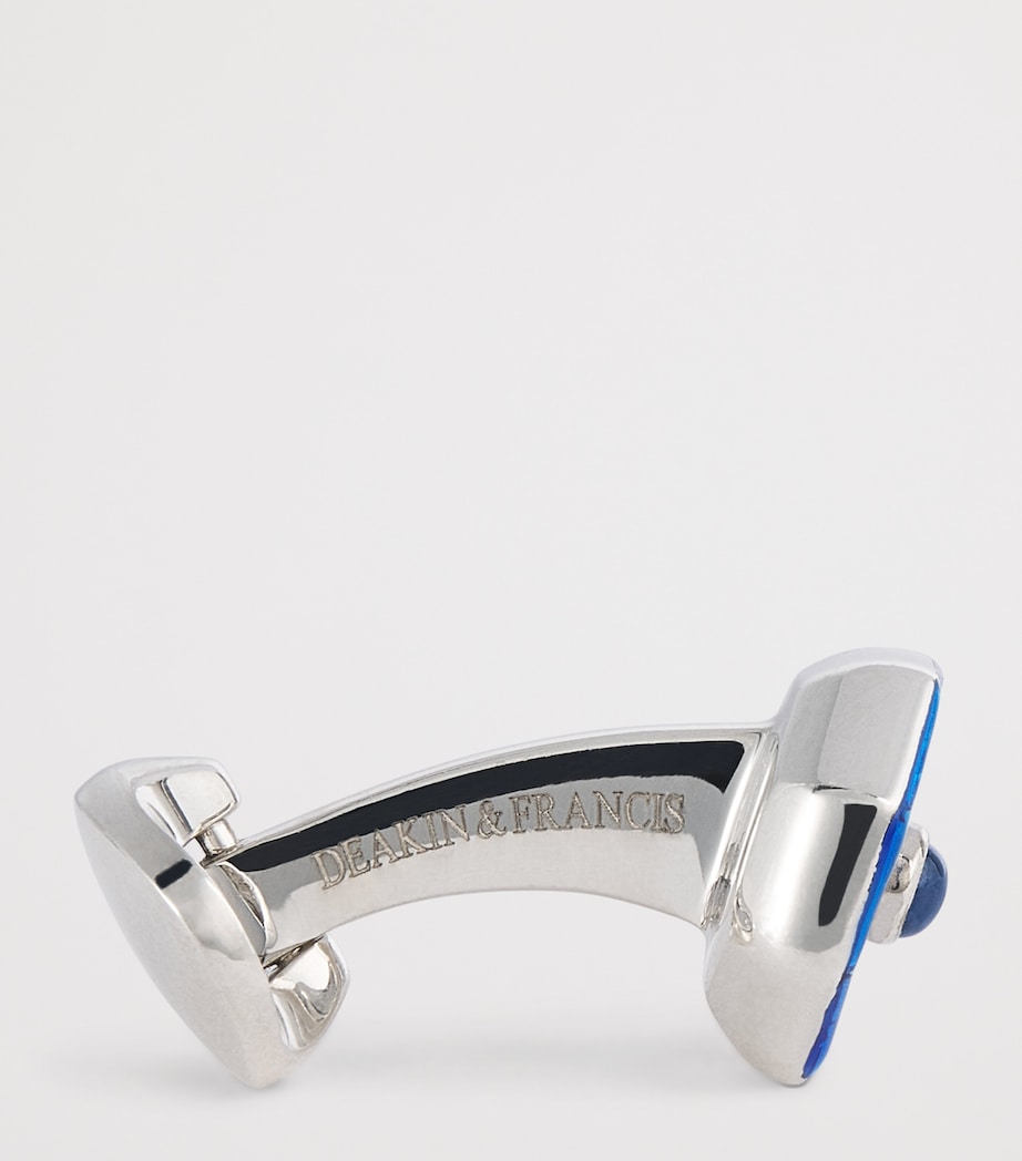 Sterling Silver Hexagonal Sapphire Cufflinks BLUE Image 4