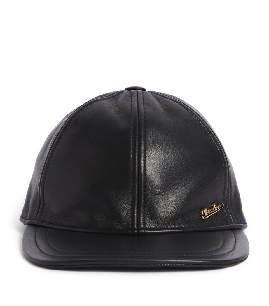 Borsalino Leather Baseball Cap Pelle Nera Image 1