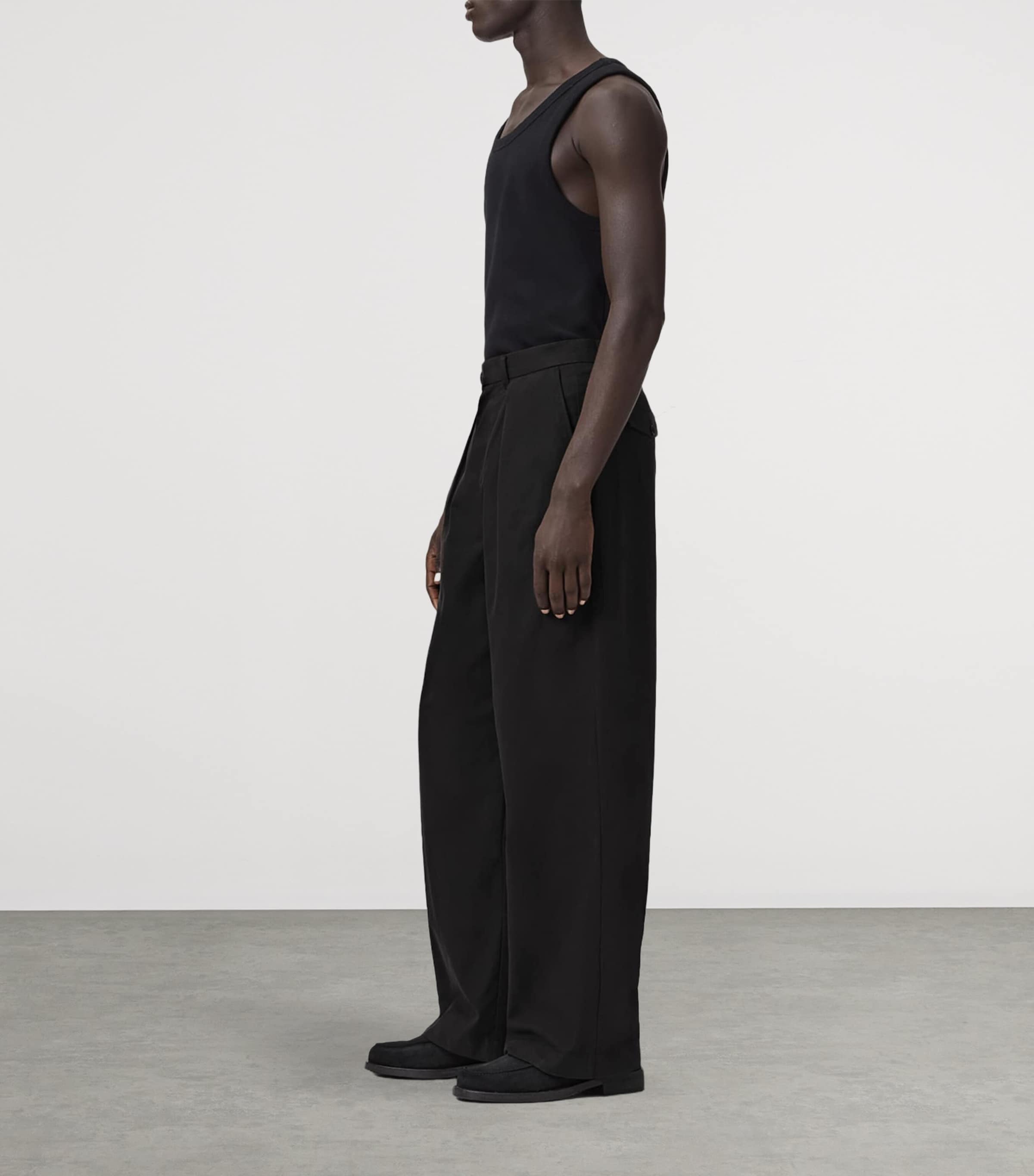 AllSaints Mens Organic Cotton-Blend Conway Trousers Tanner Black Image 6