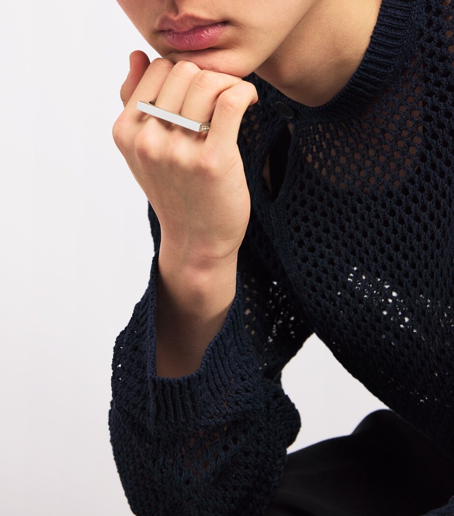 Sterling Silver Double Square Ring S925 Image 5