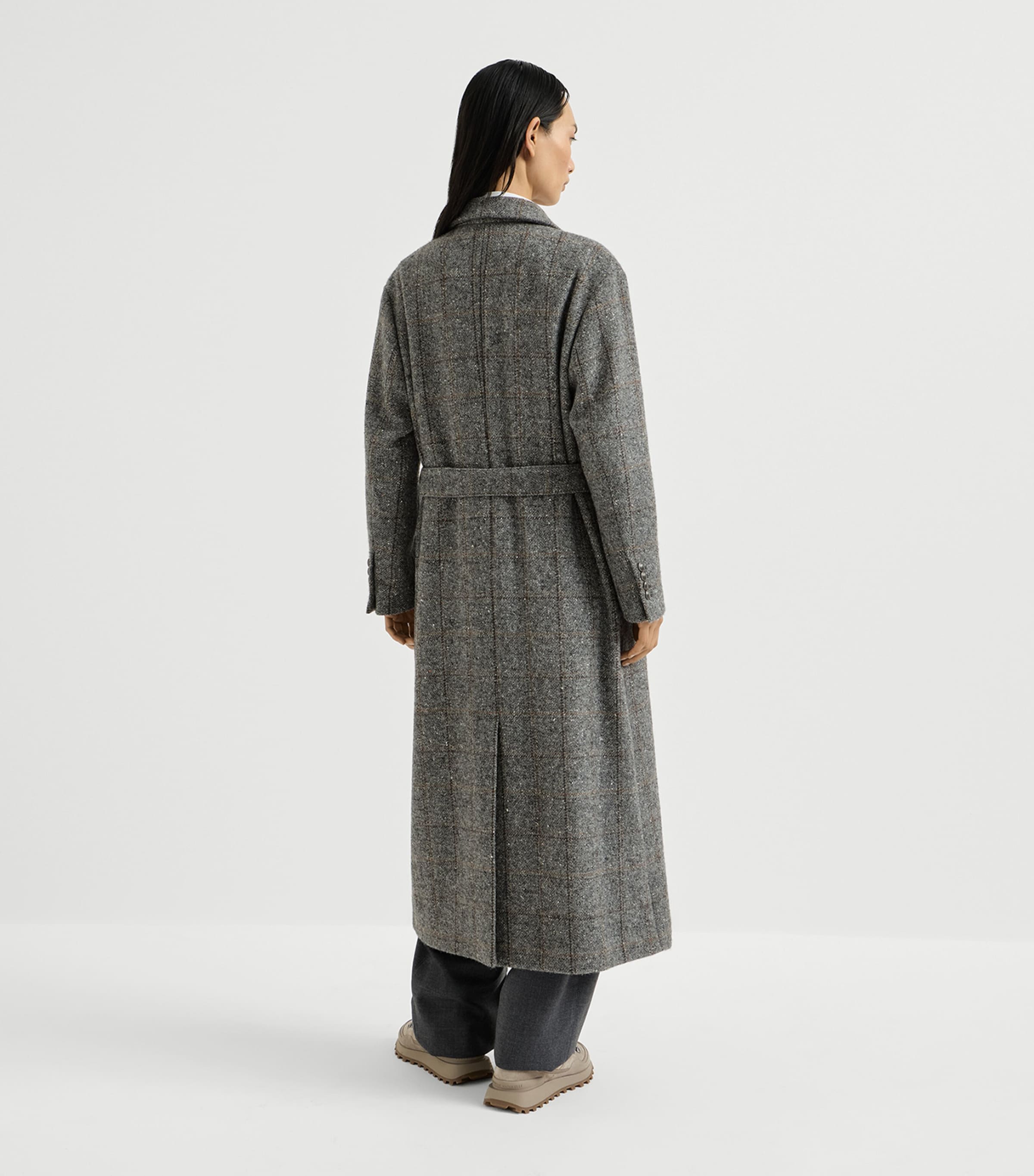 【ドンルク】＊BRUNELLO CUCINELLI＊ウールコートL Brunello Cucinelli Grey Wool Tweed Check Trench Coat | Harrods US