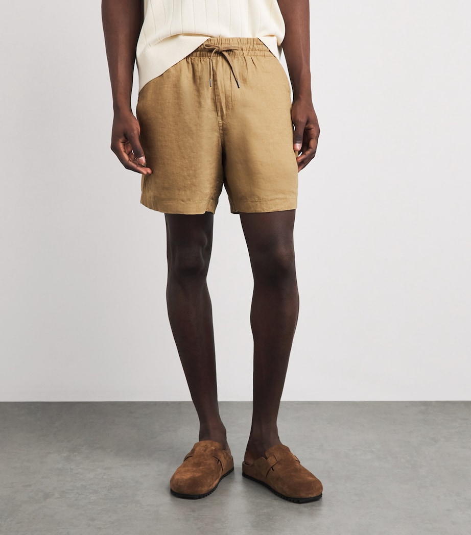 Polo Ralph Lauren Mens Linen Drawstring Polo Pony Shorts Cafe Tan Image 4