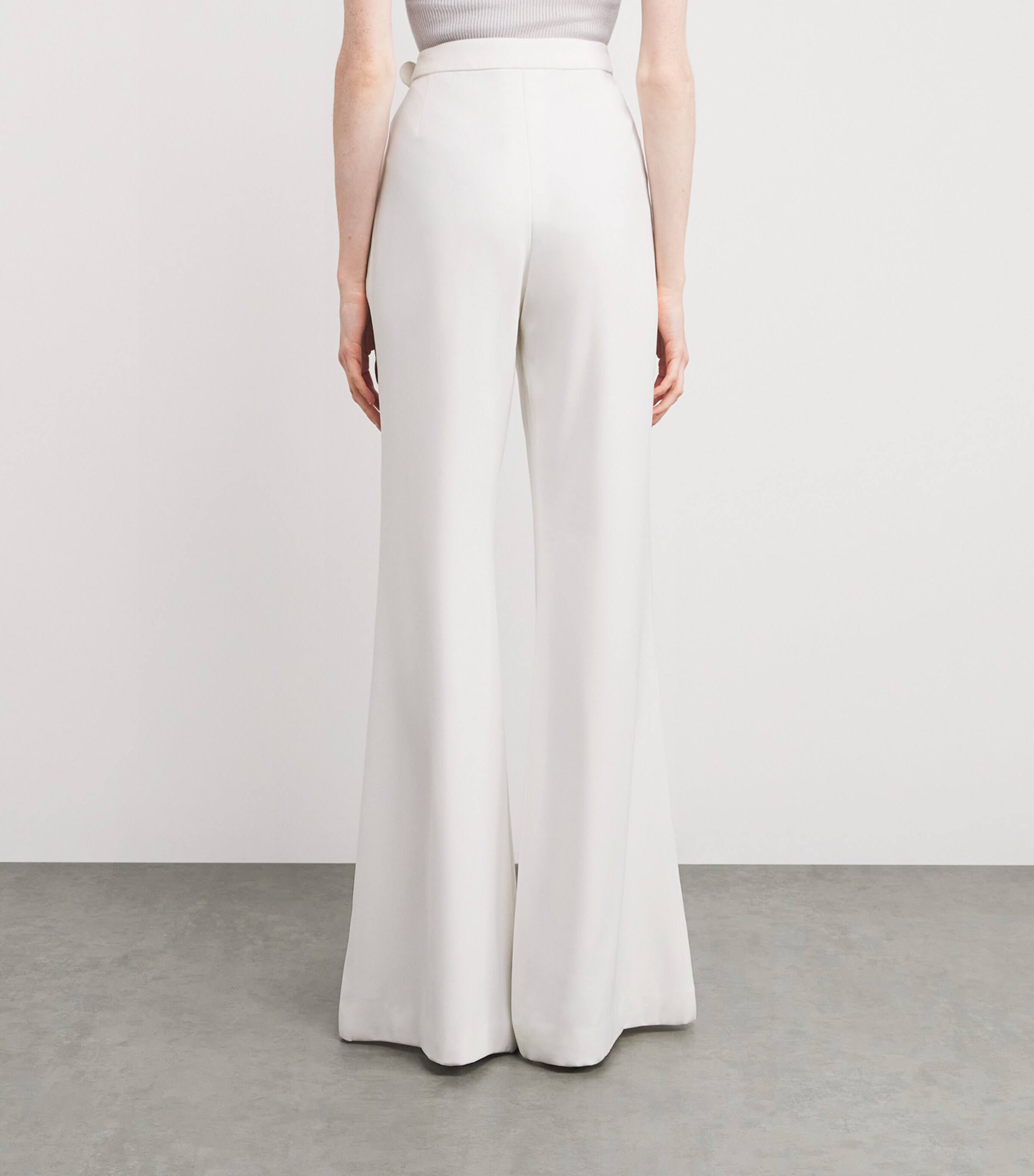 Flared High-Rise Tailored Trousers WHITE Image 4