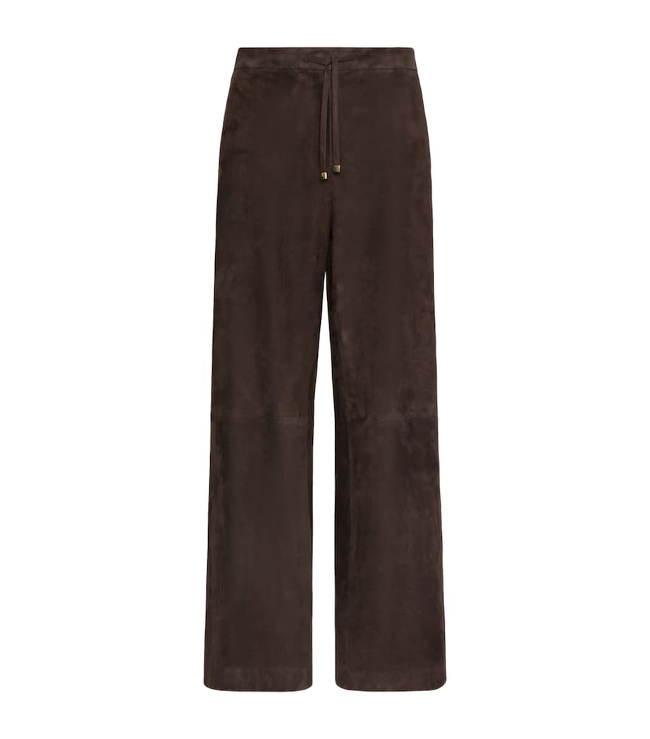 Max Mara Womens Suede Drawstring Trousers Brown Image 1