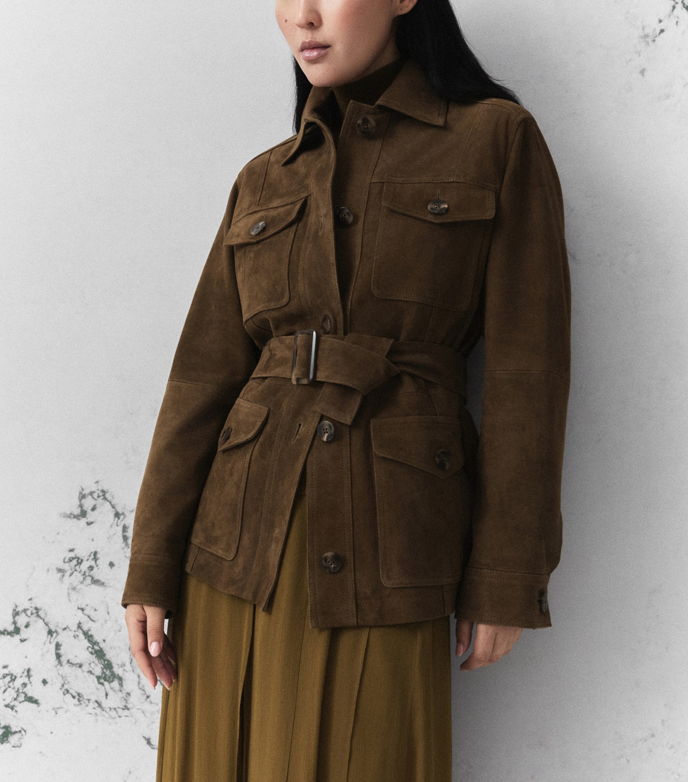 Marella Womens Suede Jacket Oil Green Image 4