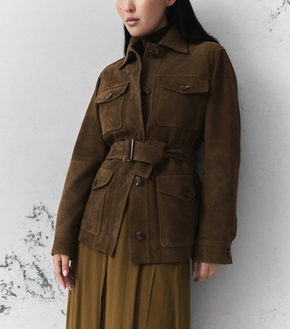 Marella Womens Suede Jacket Oil Green Image 4