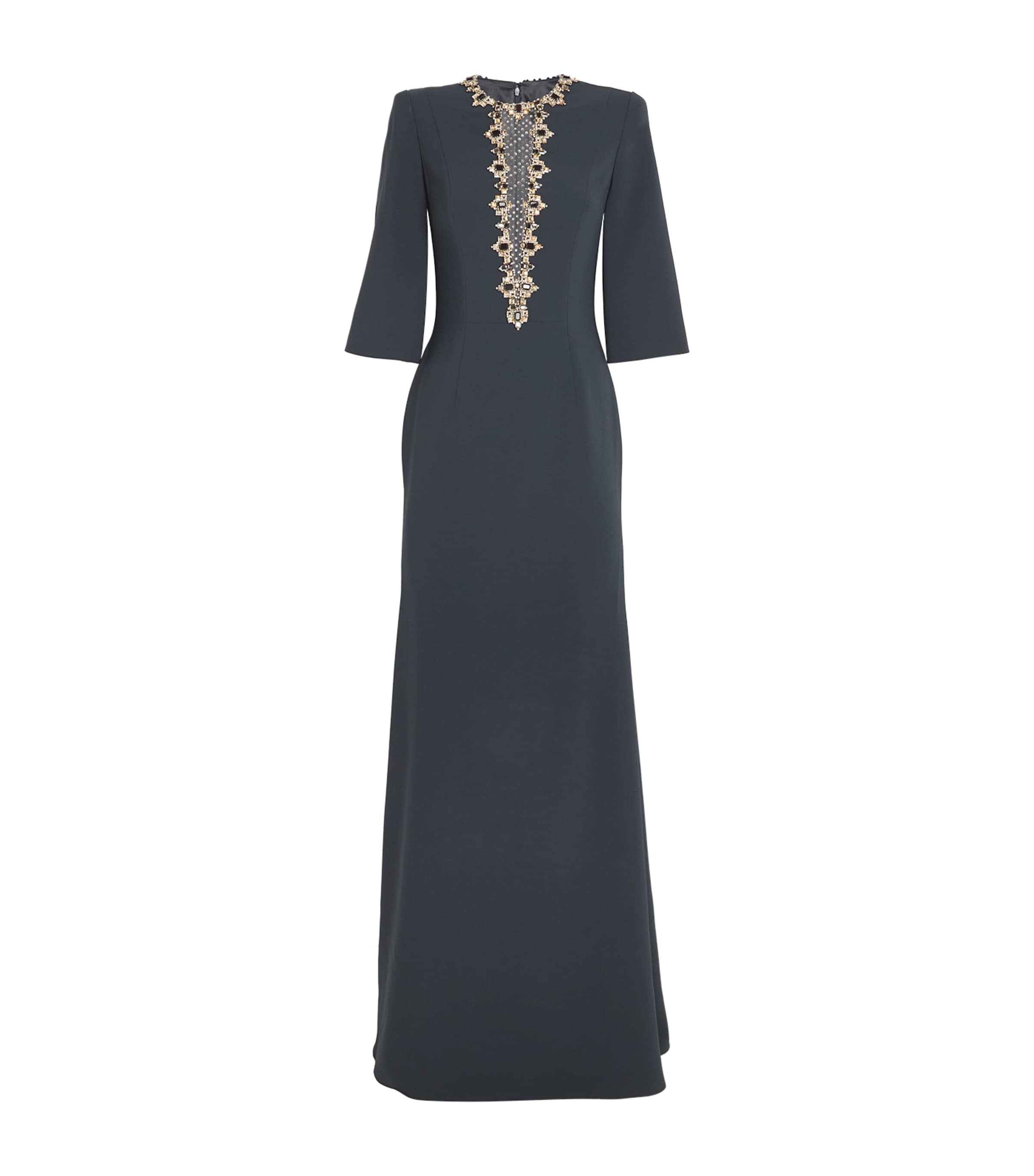 Shop Jenny Packham Embellished Mars Gown In Grey