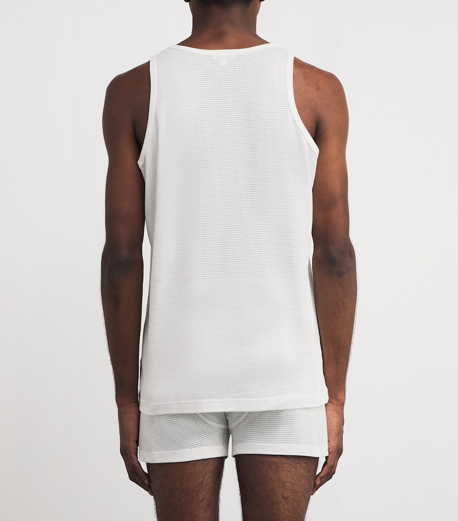 Cotton Mesh Cellular Vest WHITE Image 4