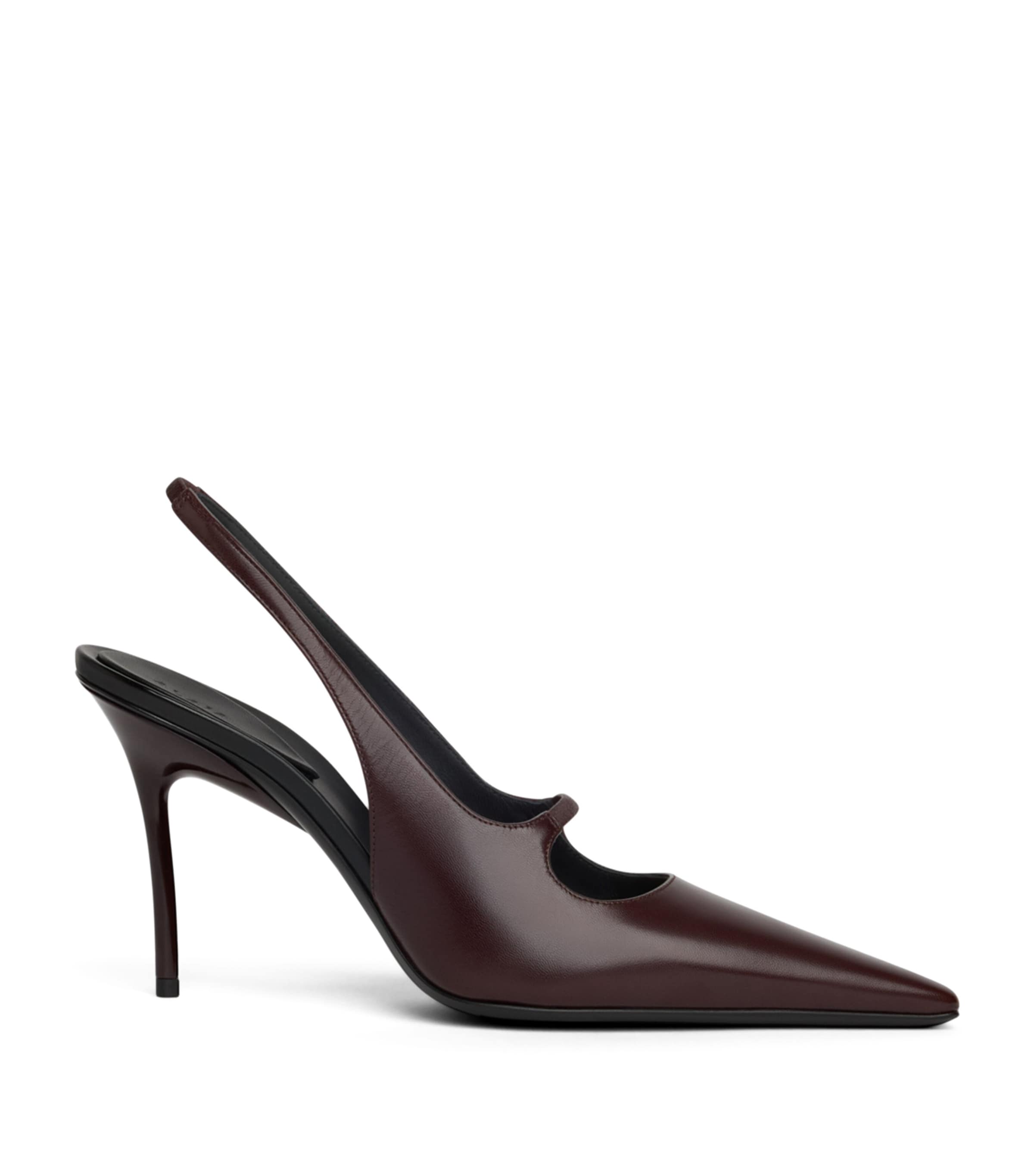 Alaïa Leather Drop Slingback Pumps 80 Dark Brown Image 1