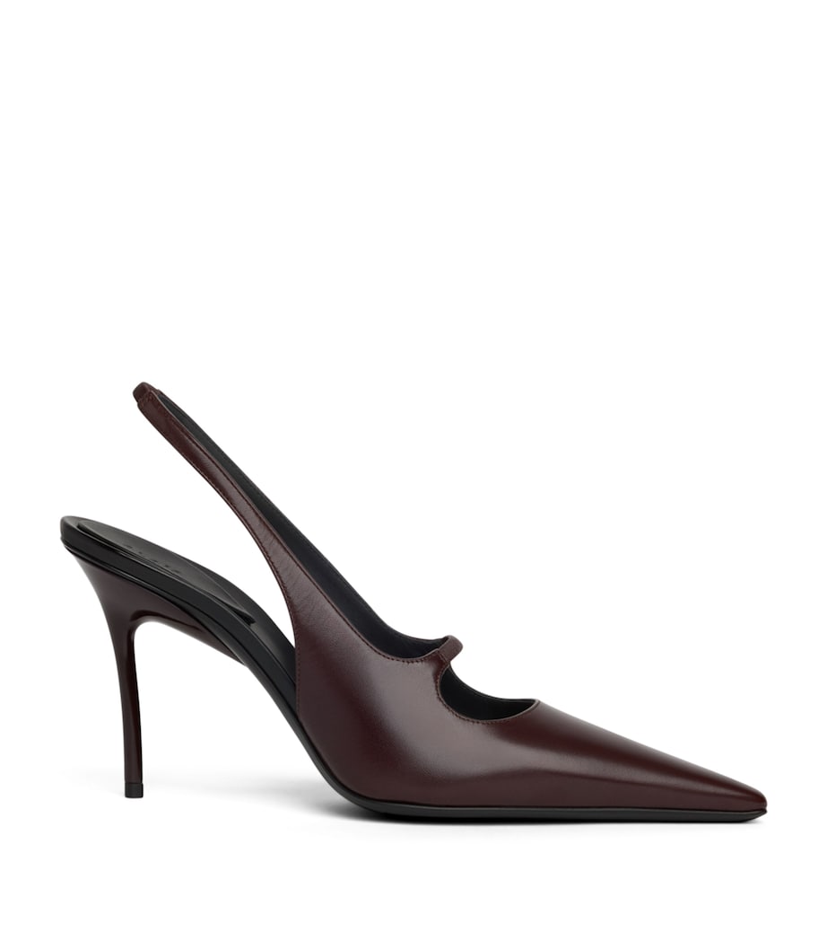 Alaïa Leather Drop Slingback Pumps 80 Dark Brown Image 1