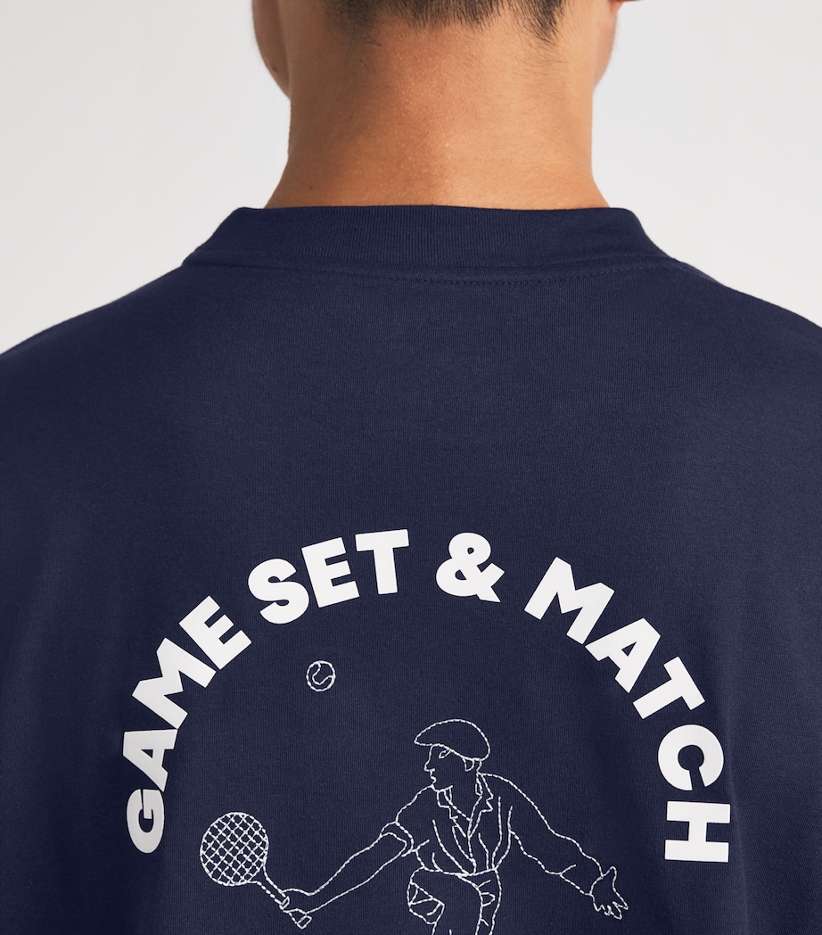 Lacoste Mens Ultra Dry Tennis Heritage Graphic T-Shirt Navy Blue Image 3