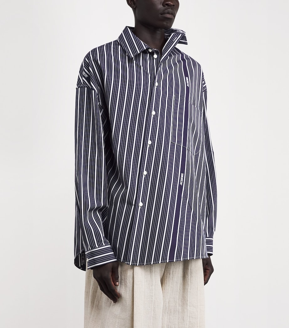 Cotton Cuadro Shirt 3EQ-BUS LOGO STR NAV Image 3