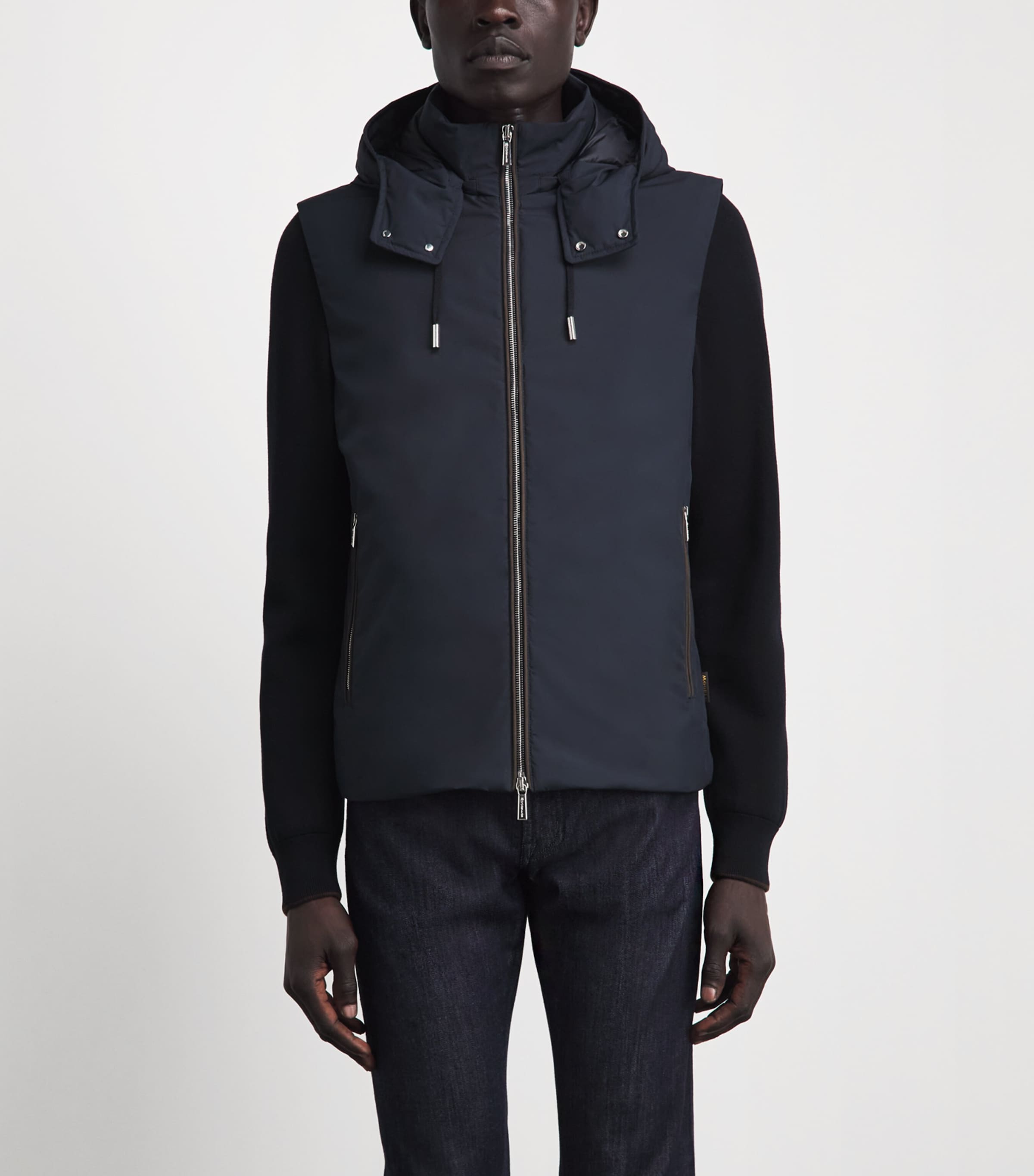 Moorer Mens Quilted Hybrid Jacket Blu Image 4
