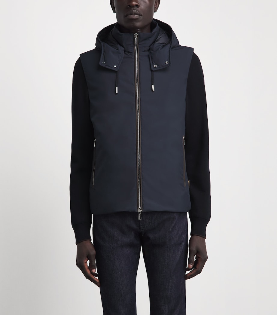 Moorer Mens Quilted Hybrid Jacket Blu Image 4
