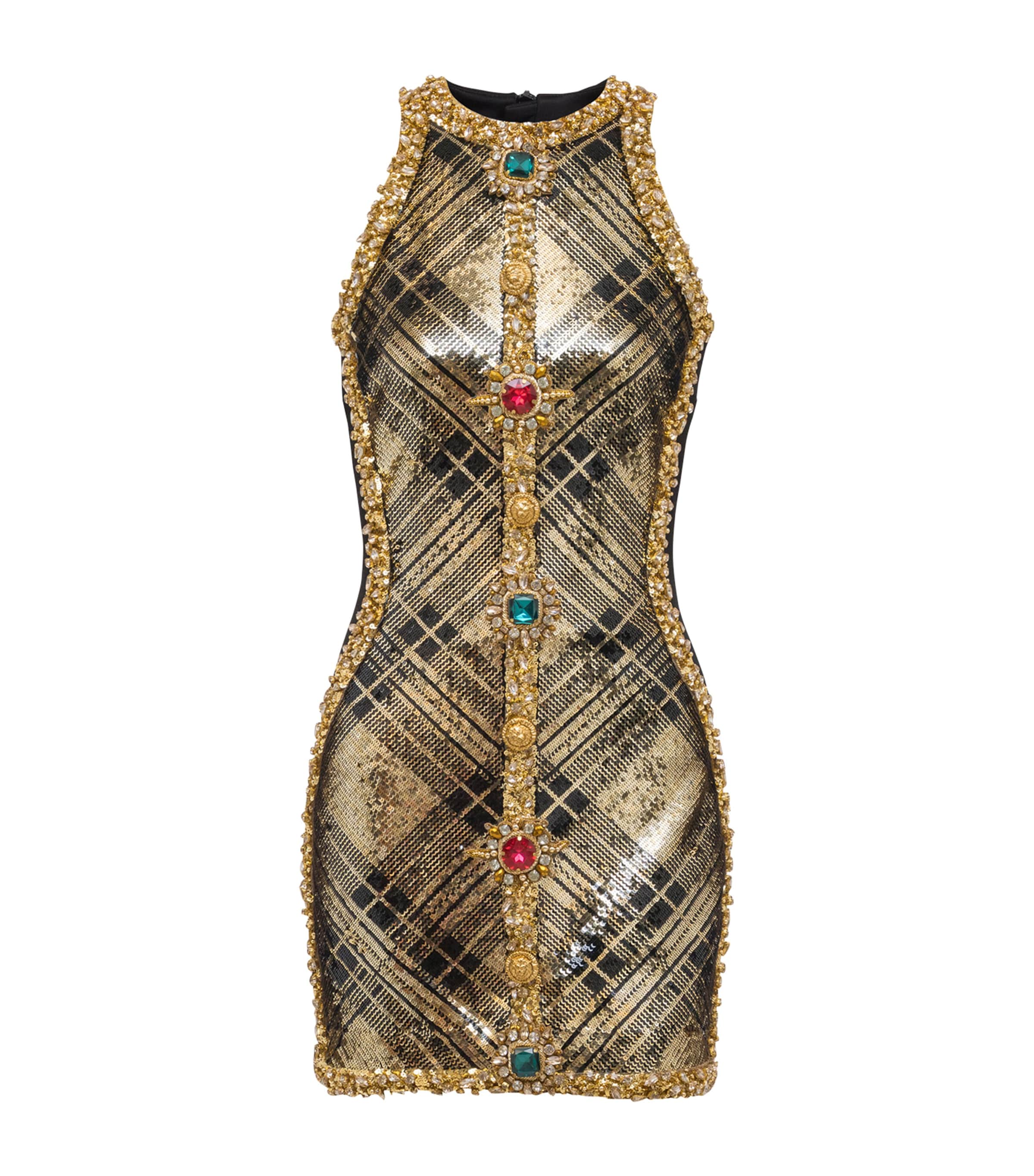 Balmain Gold Embellished Mini Dress | Harrods US