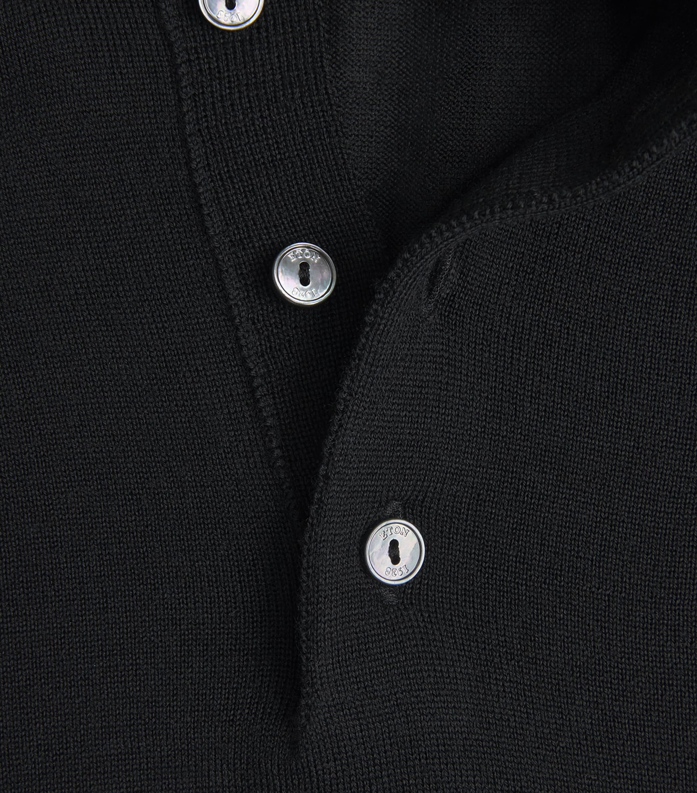 Eton Mens Wool Polo Sweater Black Image 2