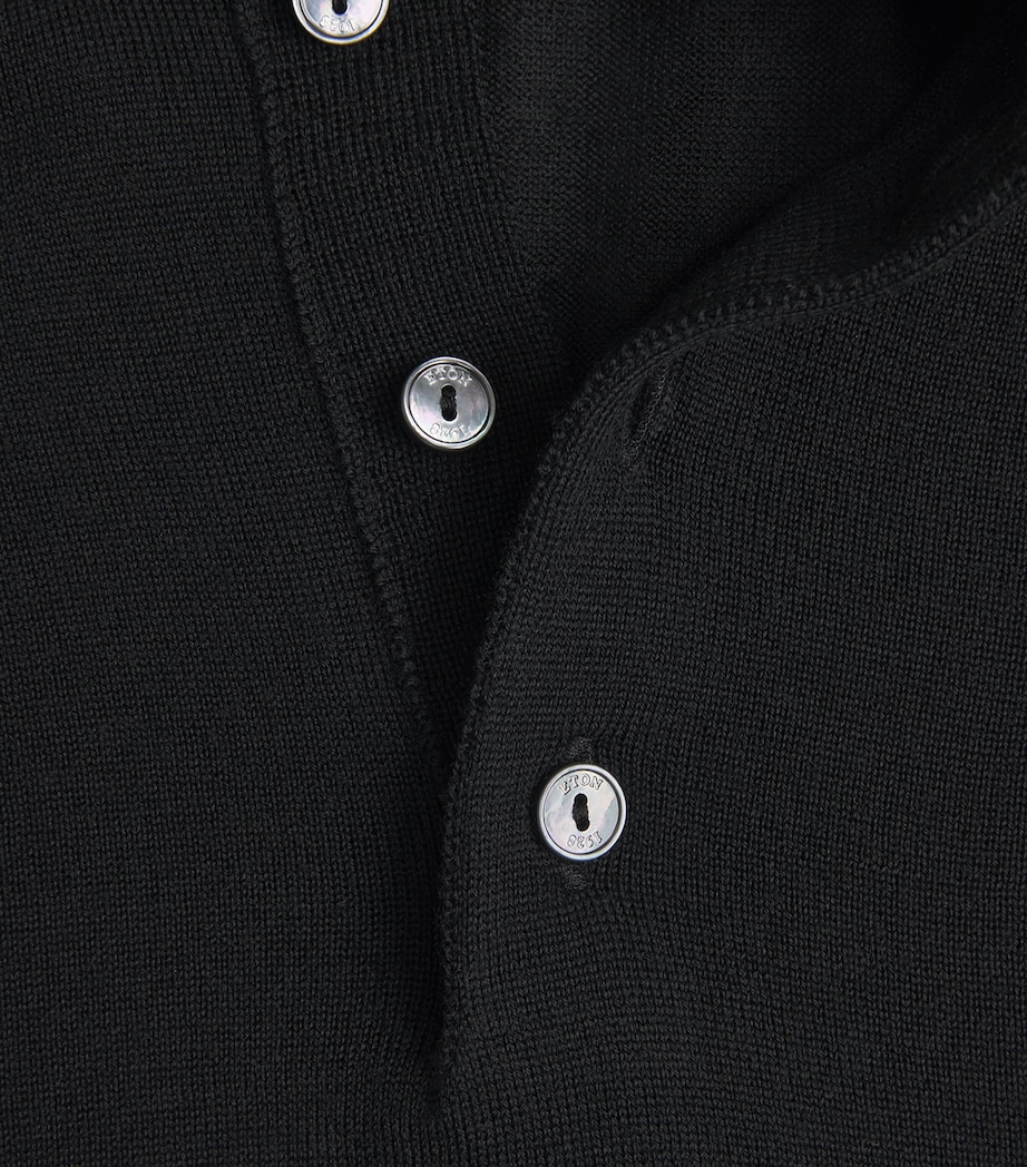Eton Mens Wool Polo Sweater Black Image 2