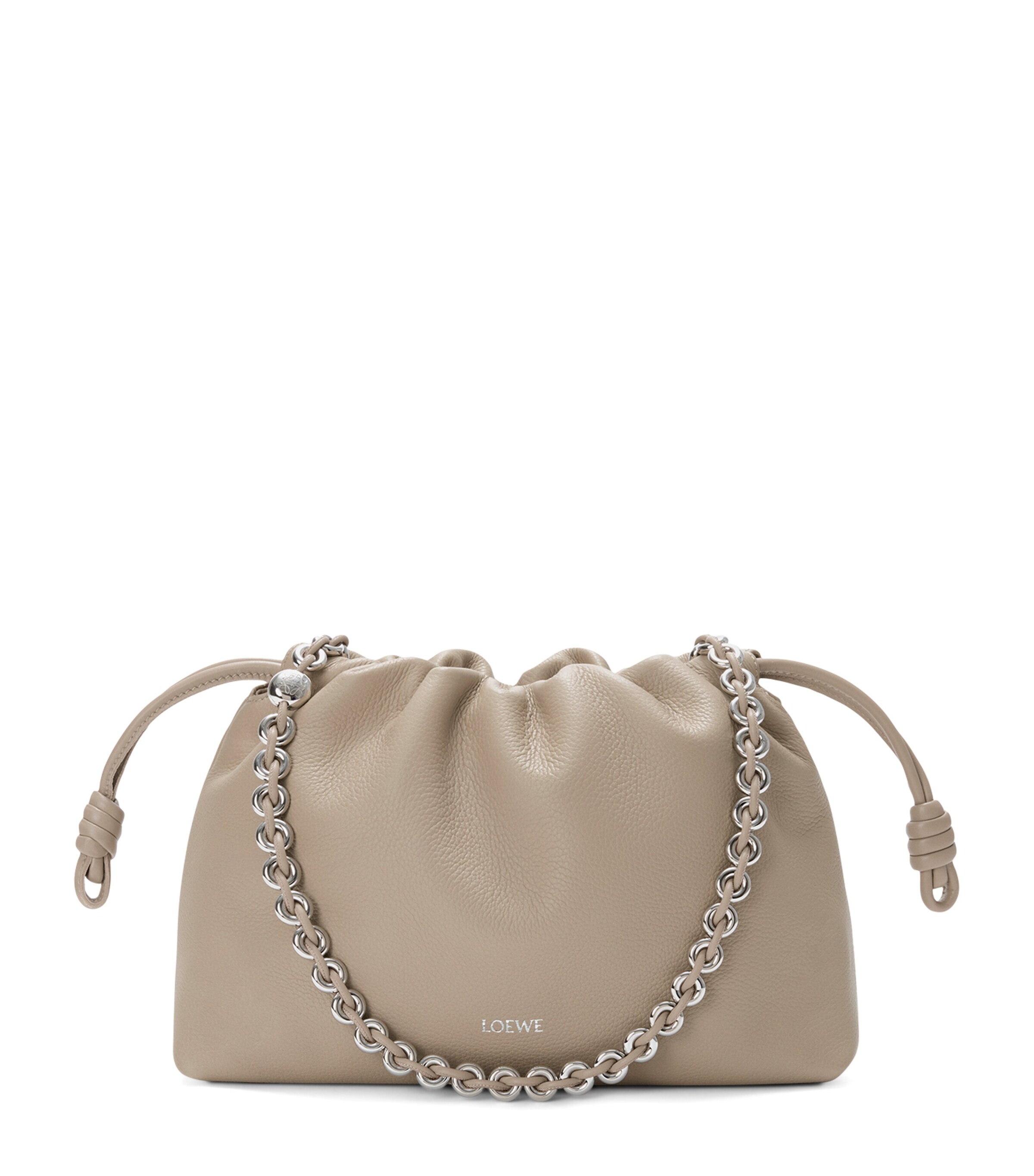 Loewe Medium Leather Flamenco Clutch Shoulder Bag In Green