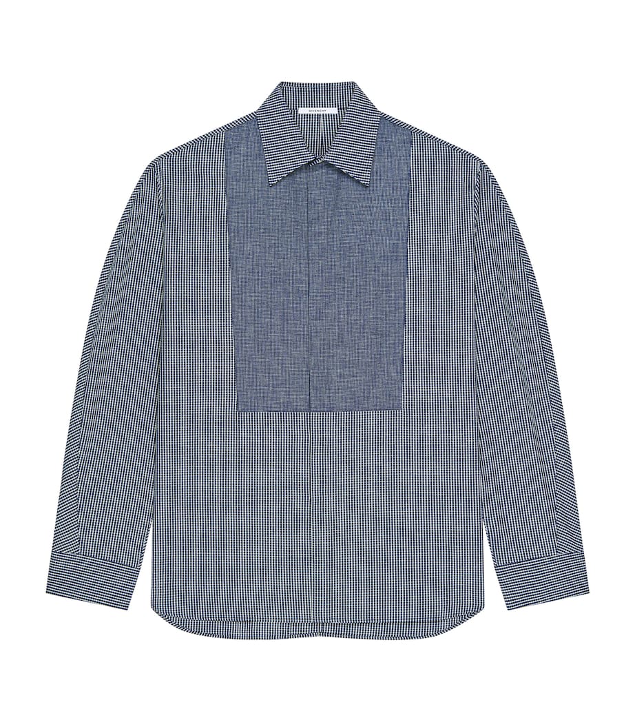 Givenchy Mens Cotton Check Plastron Shirt White/blue Image 1