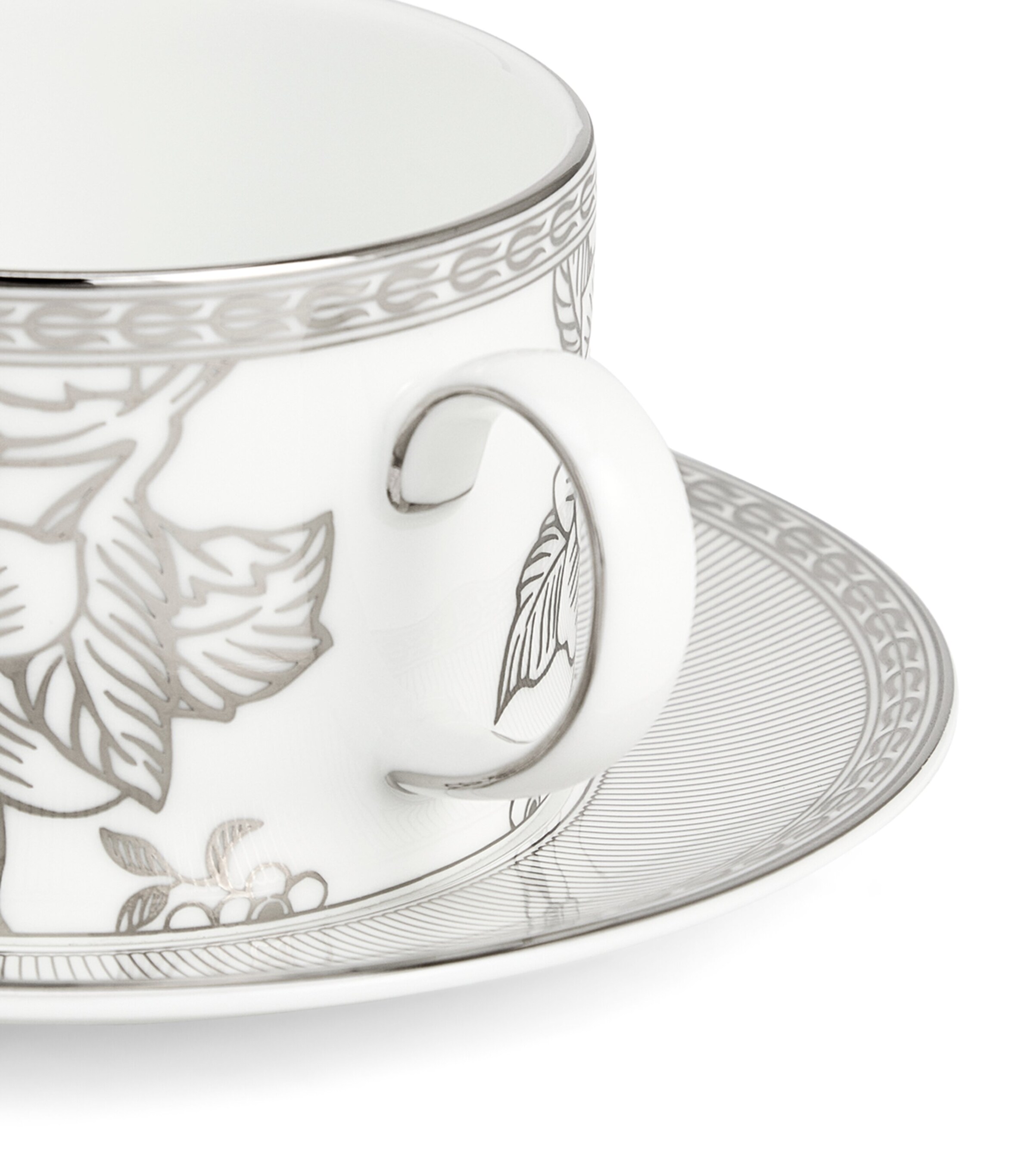 Bone China Silver Tonquin Teacup and Saucer SILVER Image 4