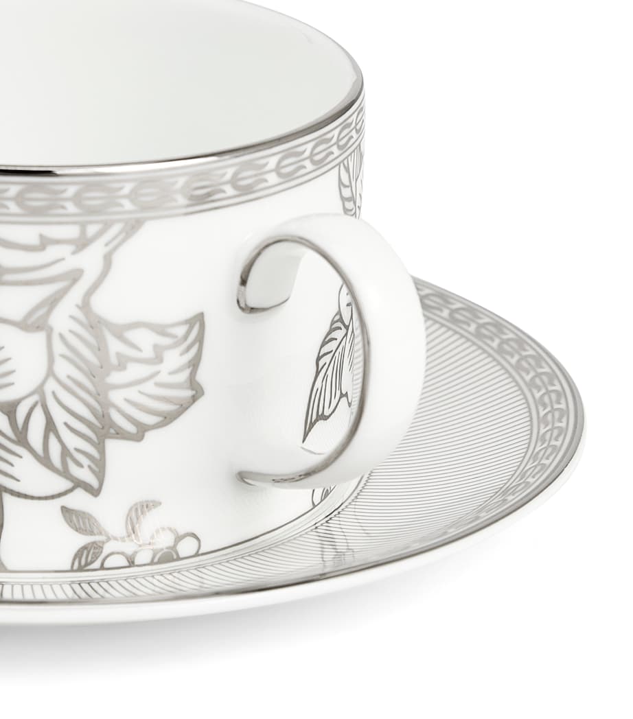 Bone China Silver Tonquin Teacup and Saucer SILVER Image 4