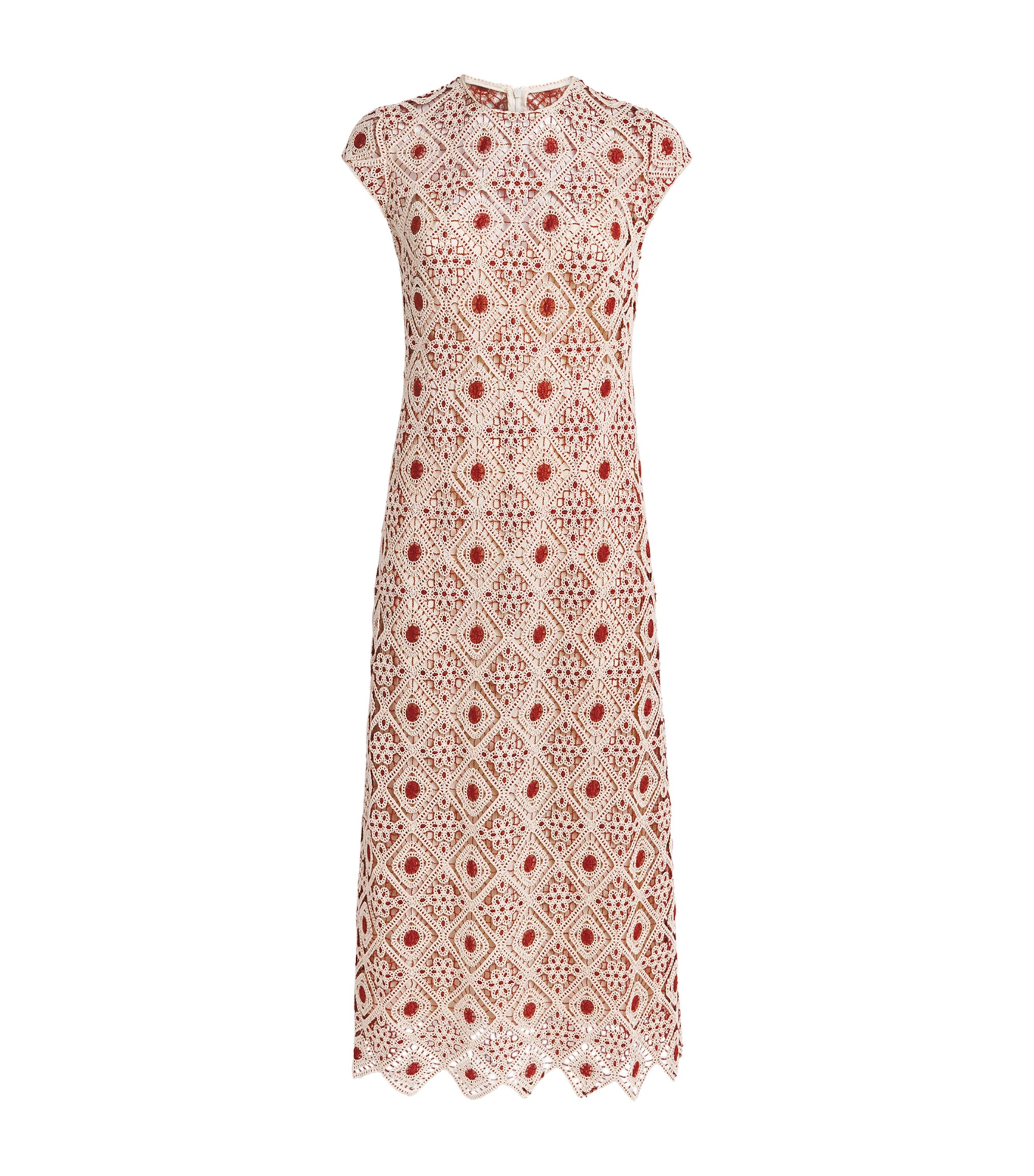 ME+EM Womens Graphic Lace Midi Dress Rosewood/cream Image 1