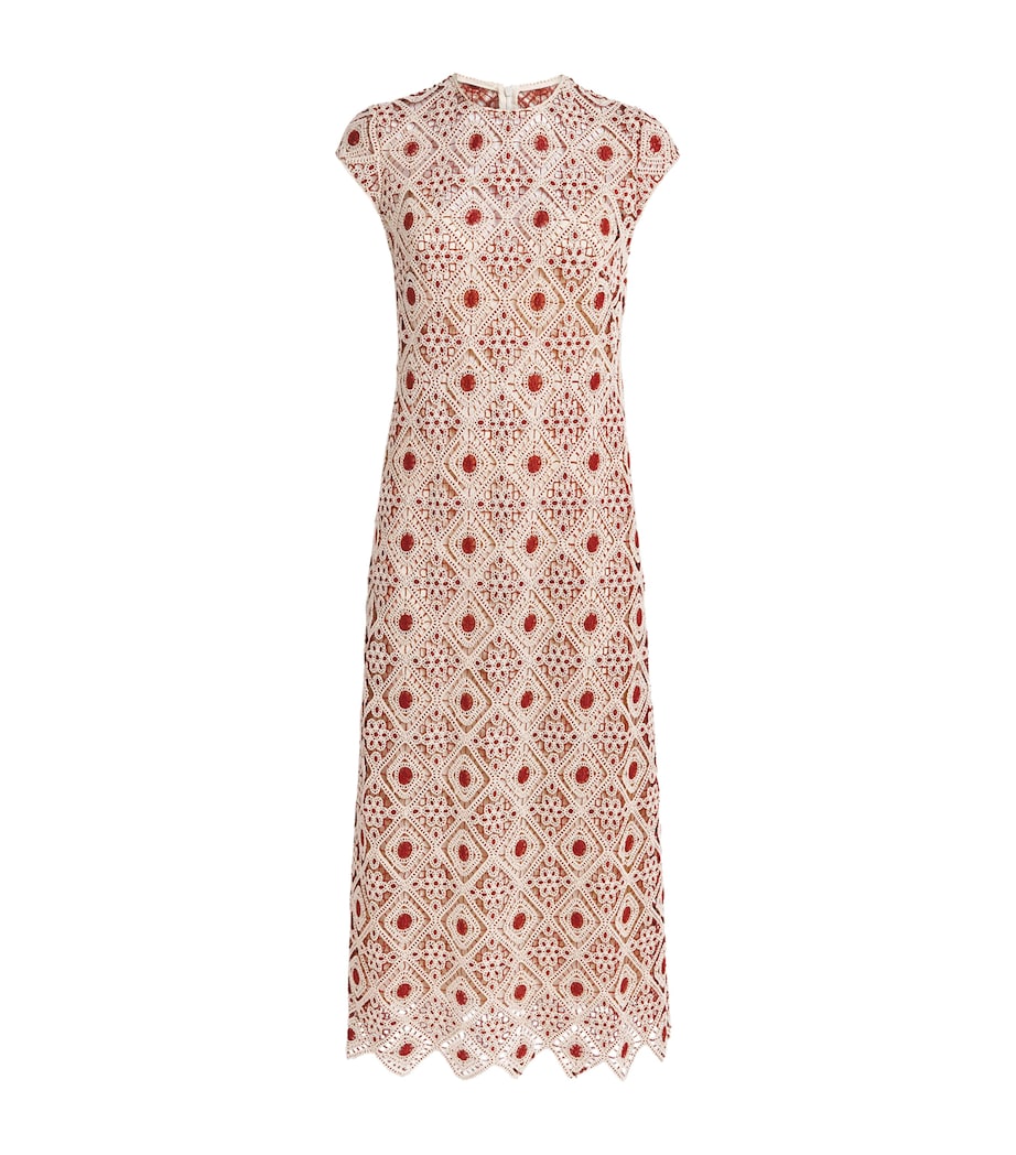 ME+EM Womens Graphic Lace Midi Dress Rosewood/cream Image 1