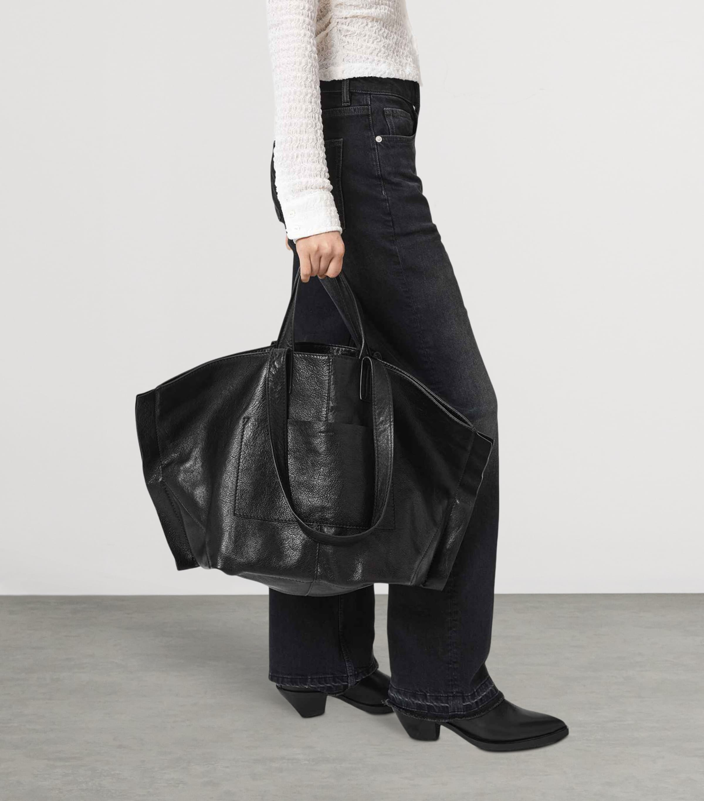 AllSaints Leather Lutece Tote Bag Black Image 2