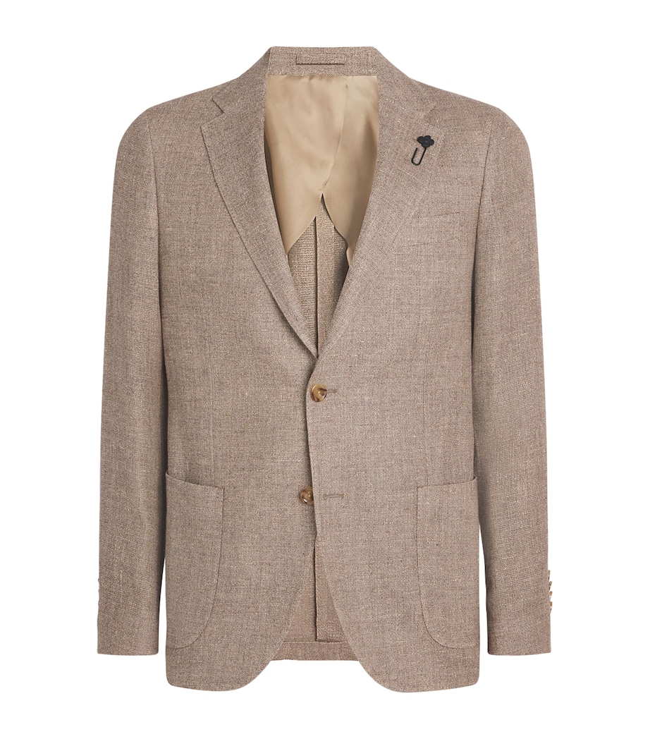 Linen-Wool Patch Pocket Blazer 428 BROWN Image 1