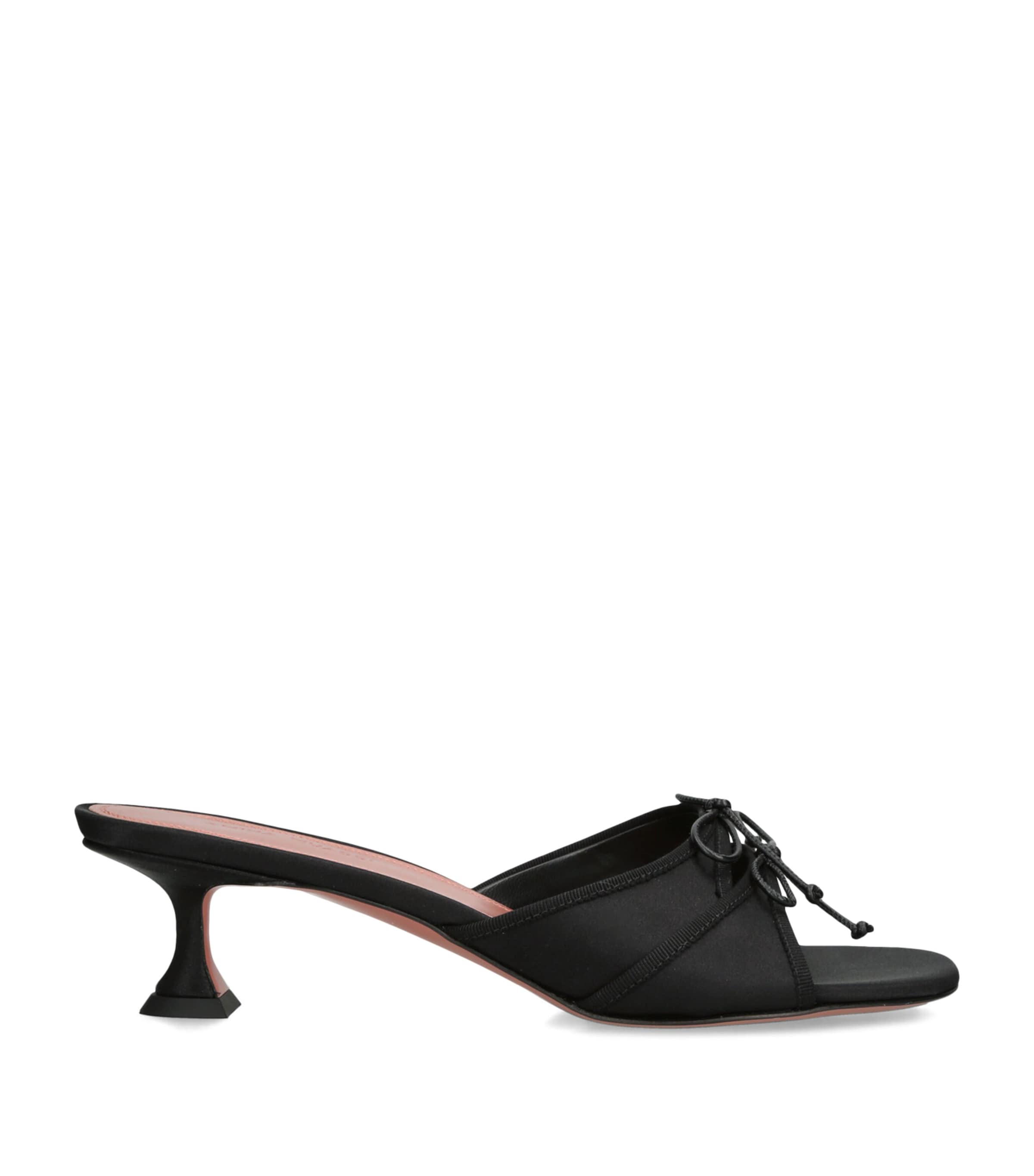 Amina Muaddi Satin Eleanora Heeled Mules 45 Black Image 1
