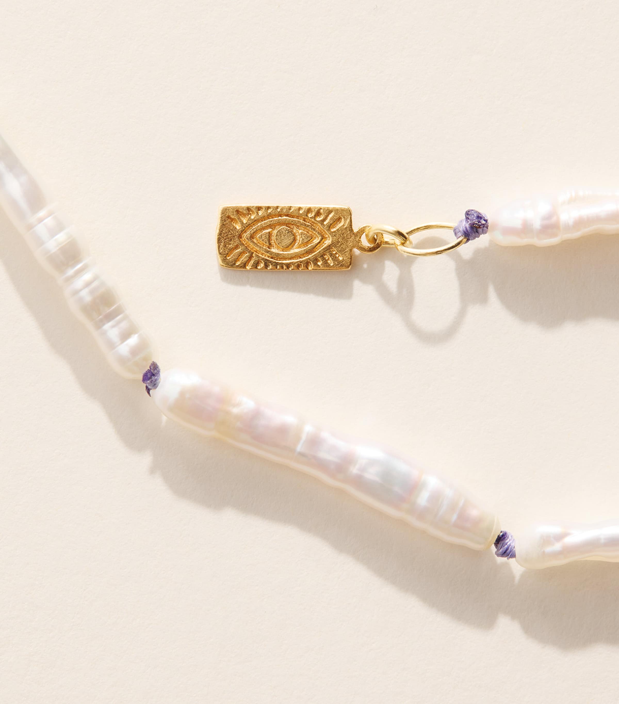 Hermina Athens Beaded Pearl Necklace Lilac Image 3