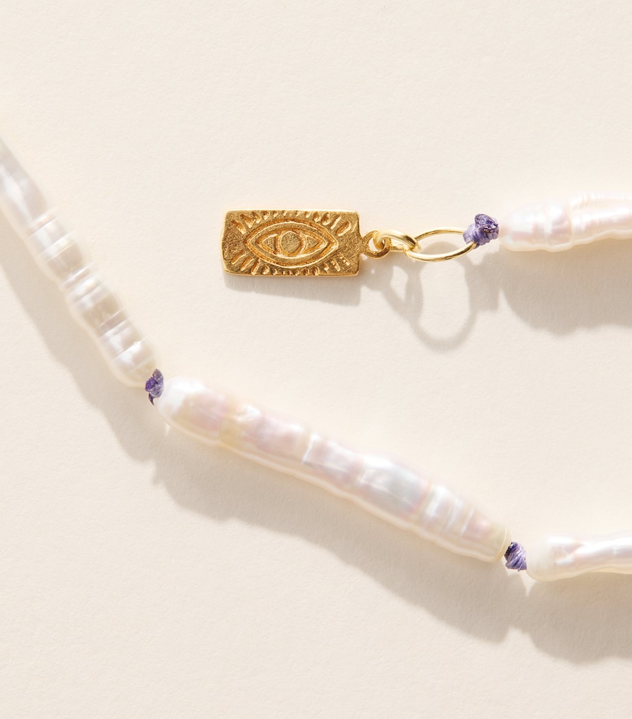 Hermina Athens Beaded Pearl Necklace Lilac Image 3