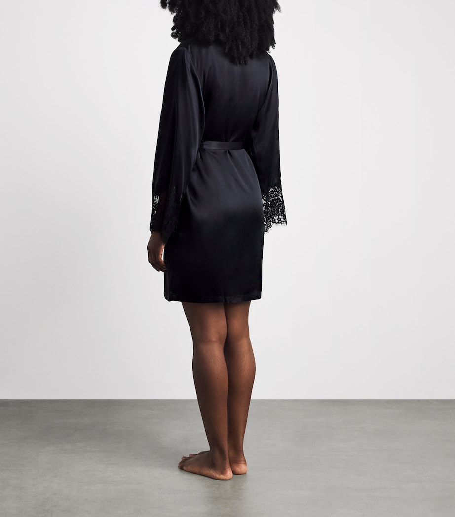 Marjolaine Womens Silk Tess Robe Noir Image 4