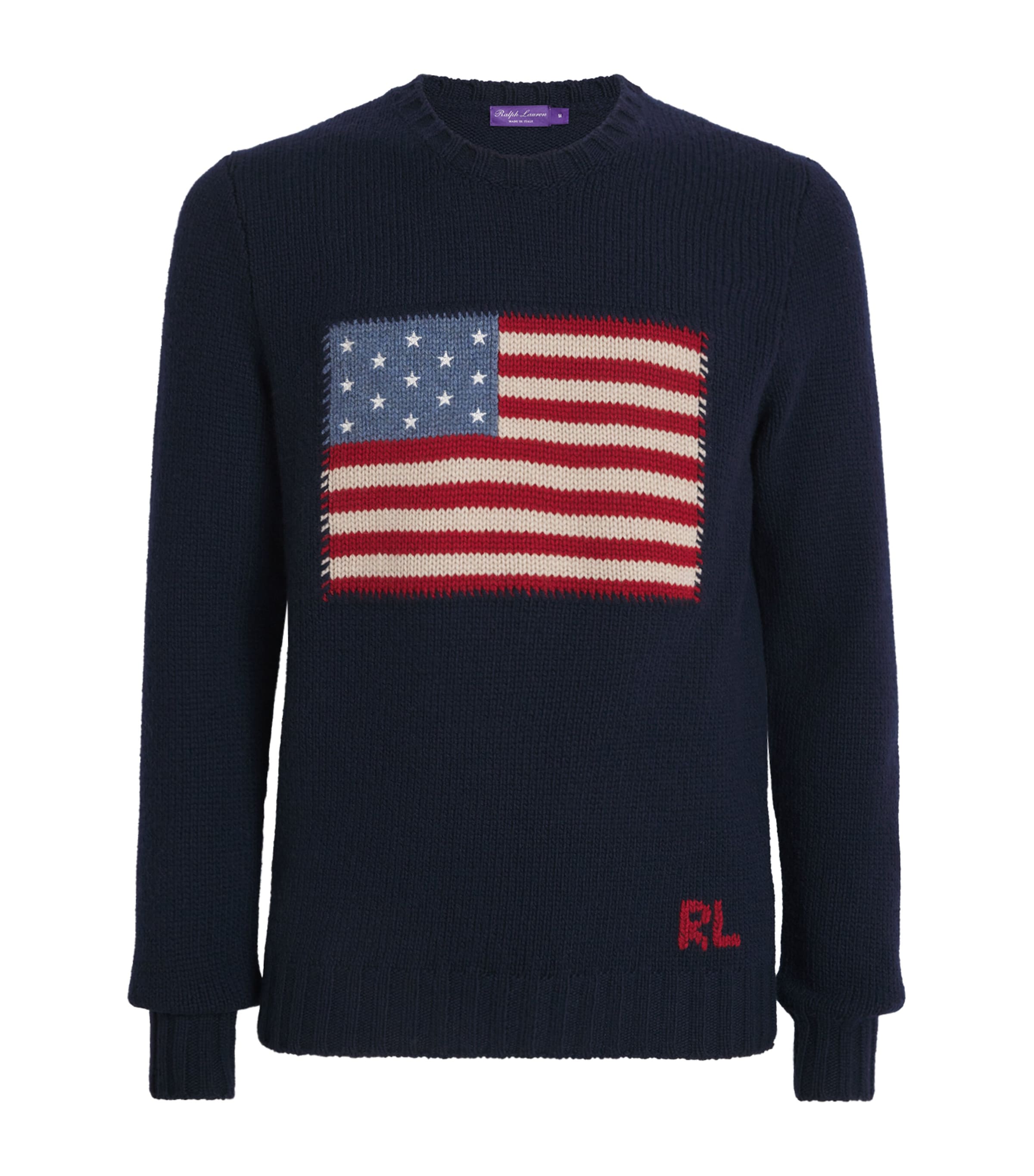 ラッセルノ FLAG LOGO KNIT SWEATER サイズ5 YLW 新品 Ralph Lauren Purple Label Navy Cashmere Flag Sweater | Harrods UK