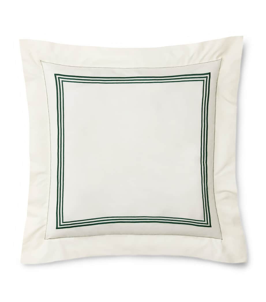 Pratesi Tre Righe Square Pillowcase (65cm x 65cm) Ivory/emerald Image 1