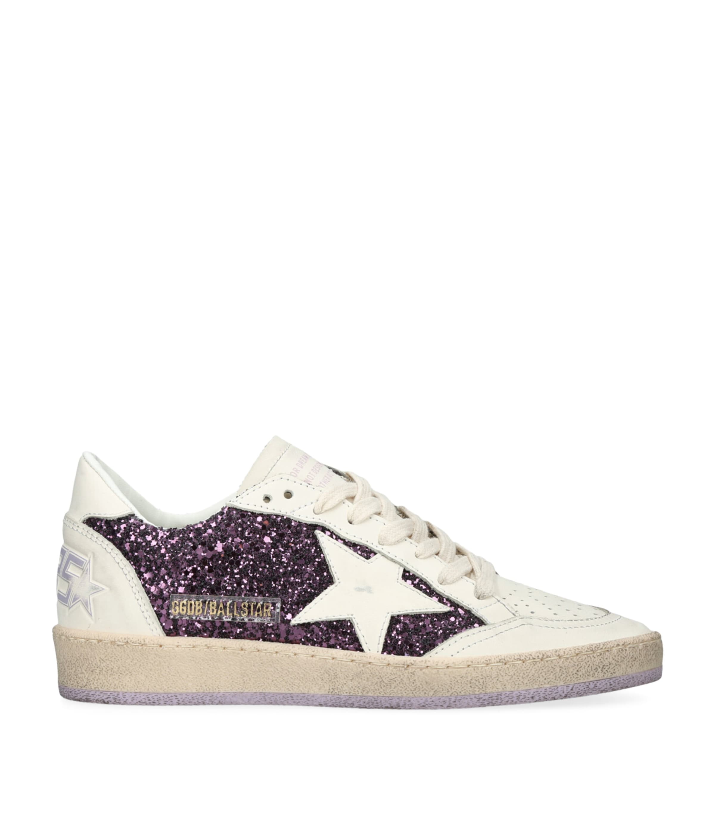 Golden Goose Deluxe Brand Women Ball Star Leather Sneakers With Glittered Insert In Multi