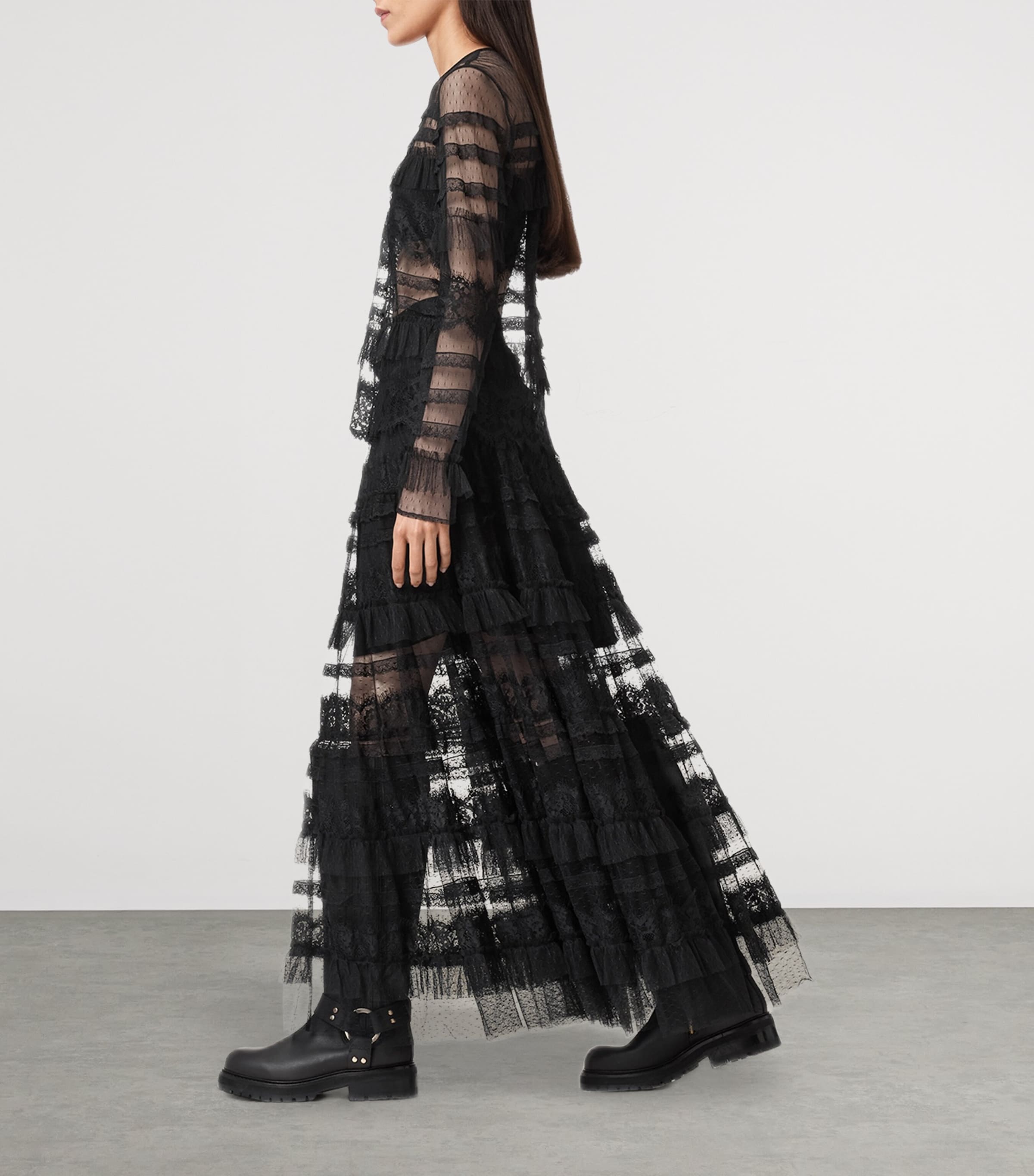 AllSaints Womens Tulle Arlea Skirt Black Image 3