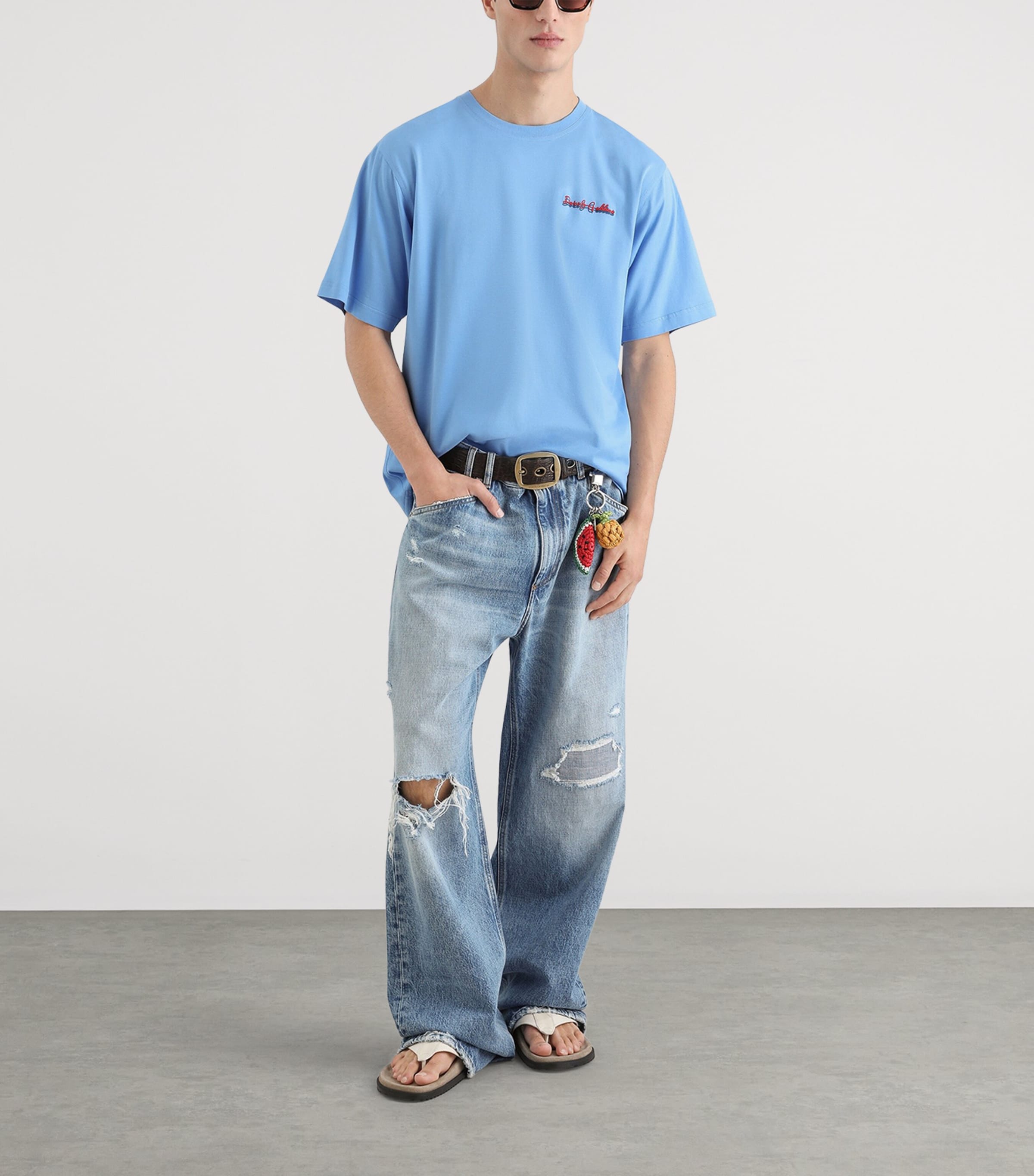Dolce&Gabbana Mens Cotton Logo T-Shirt Light Blue Image 2