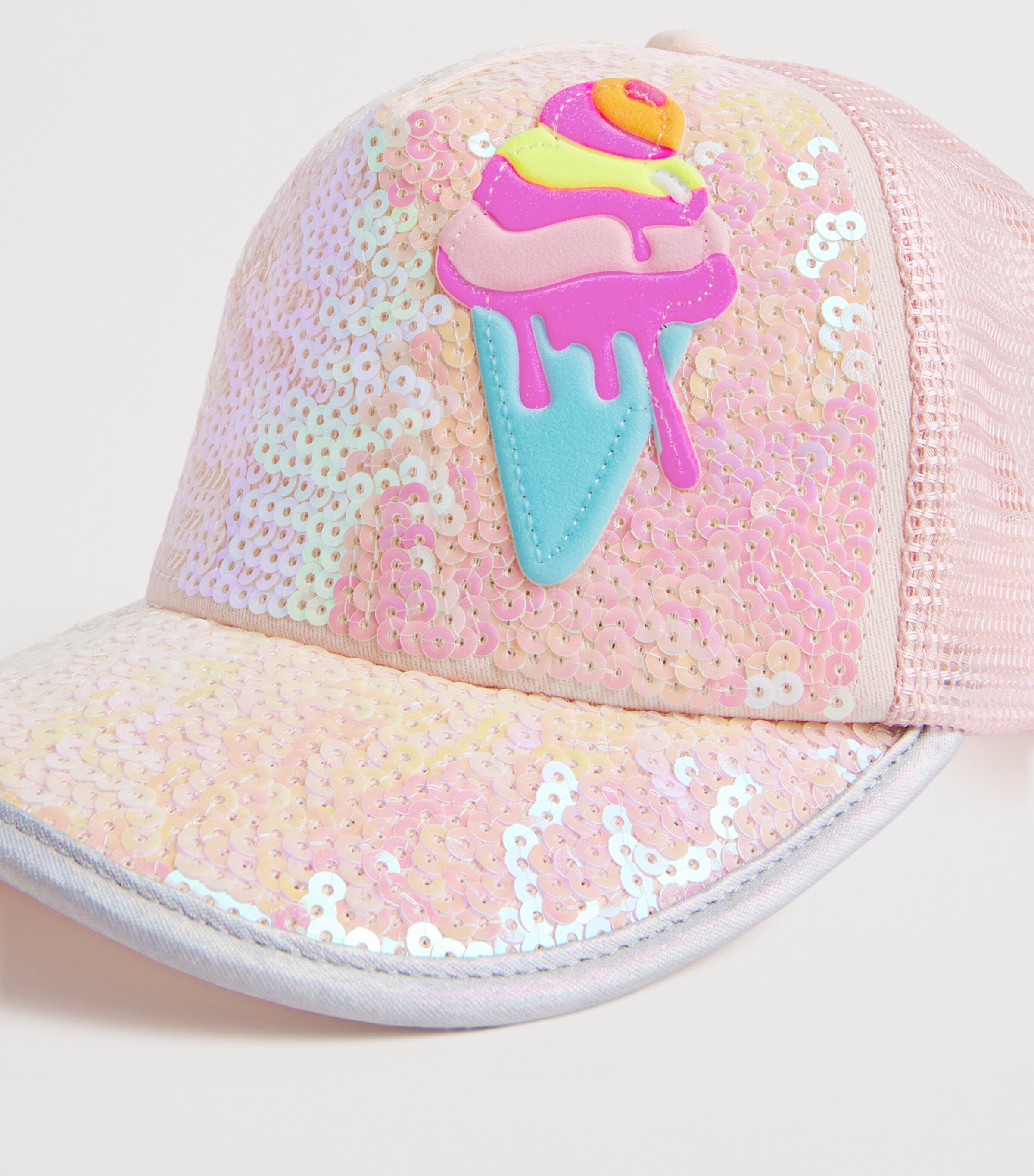 Sequinned Party Baseball Cap 45S PINK  PALE Image 4