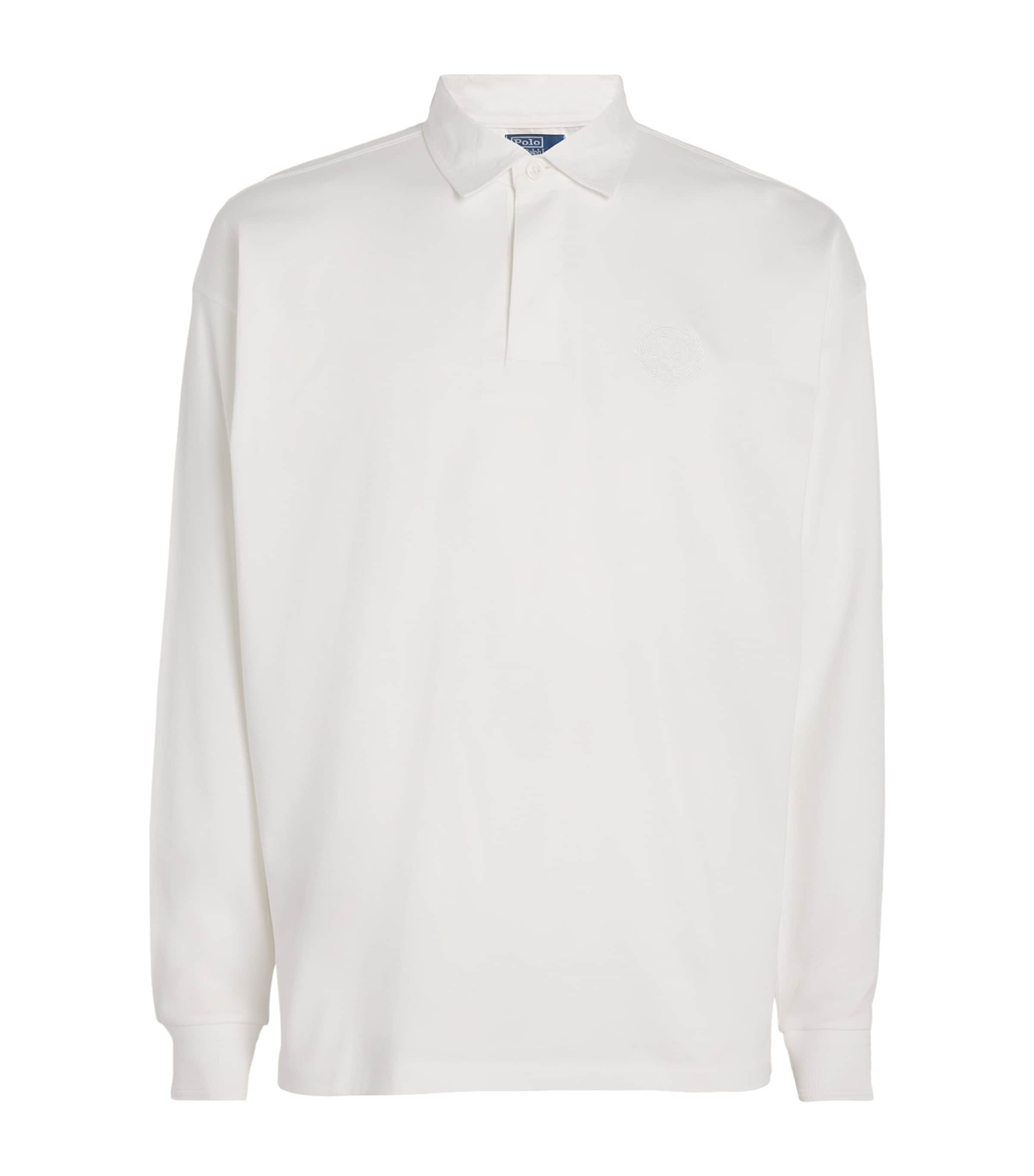 Polo Ralph Lauren X Wimbledon Cotton Mesh Custom-fit Rugby Shirt In White