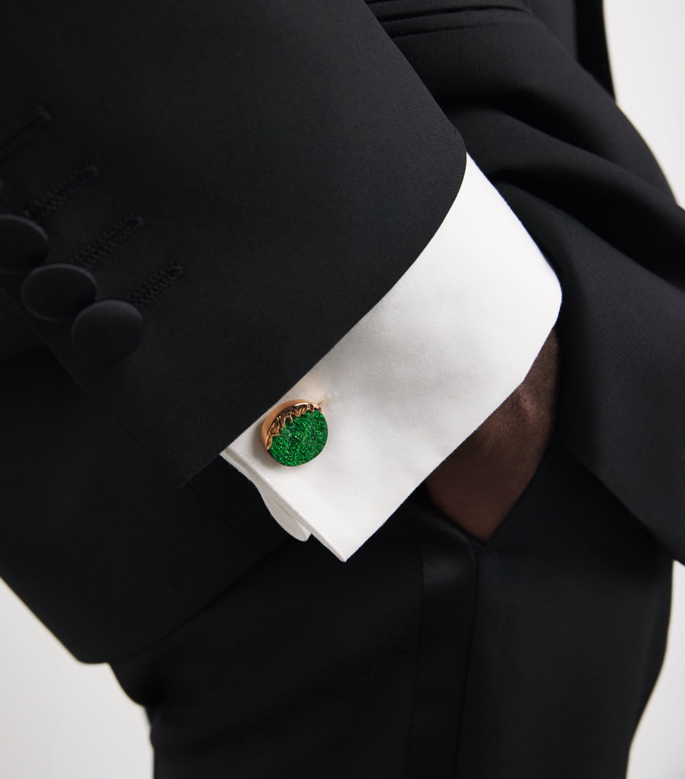 Rose Gold and Green Garnet Cufflinks GREEN Image 2