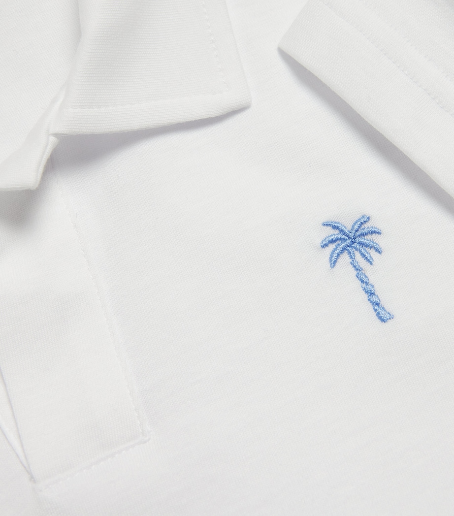 Embroidered Palm Tree Polo Shirt (2-12 Years) 0146 WHITE/ BLUE Image 3