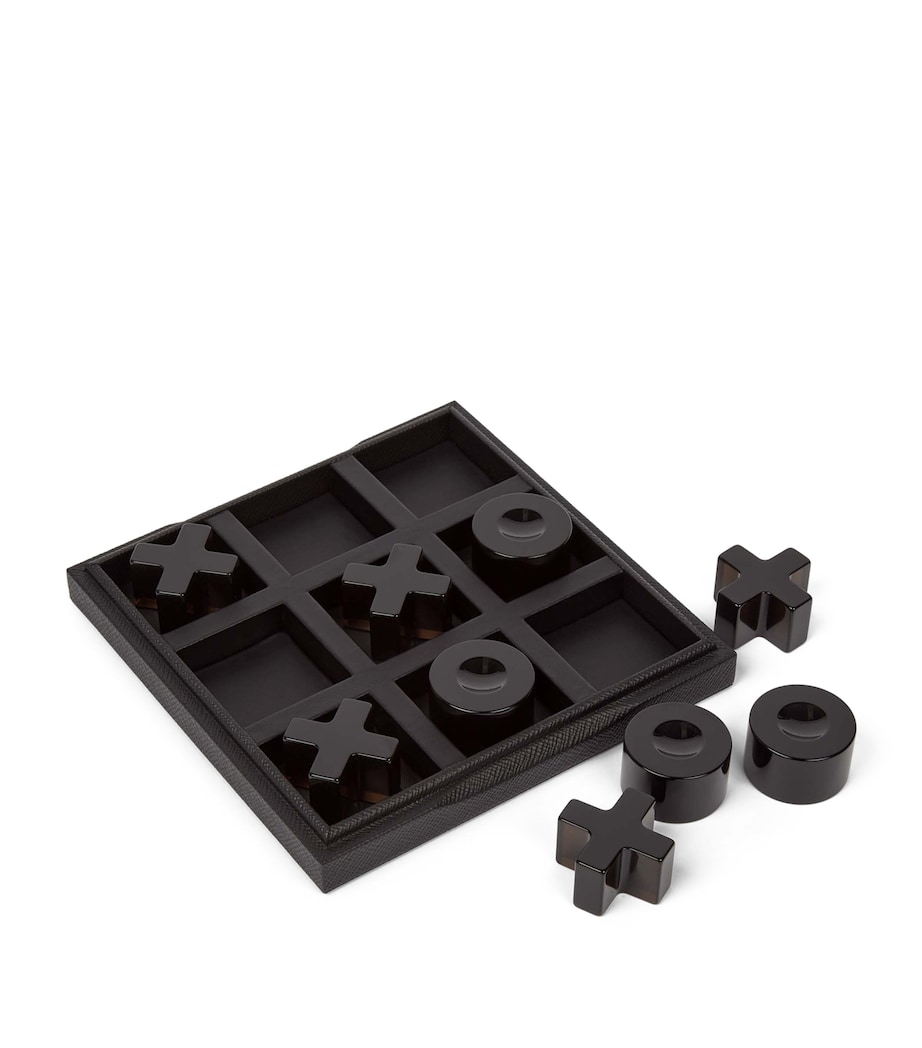 Panama Leather Noughts and Crosses Board Game BLACK Image 2