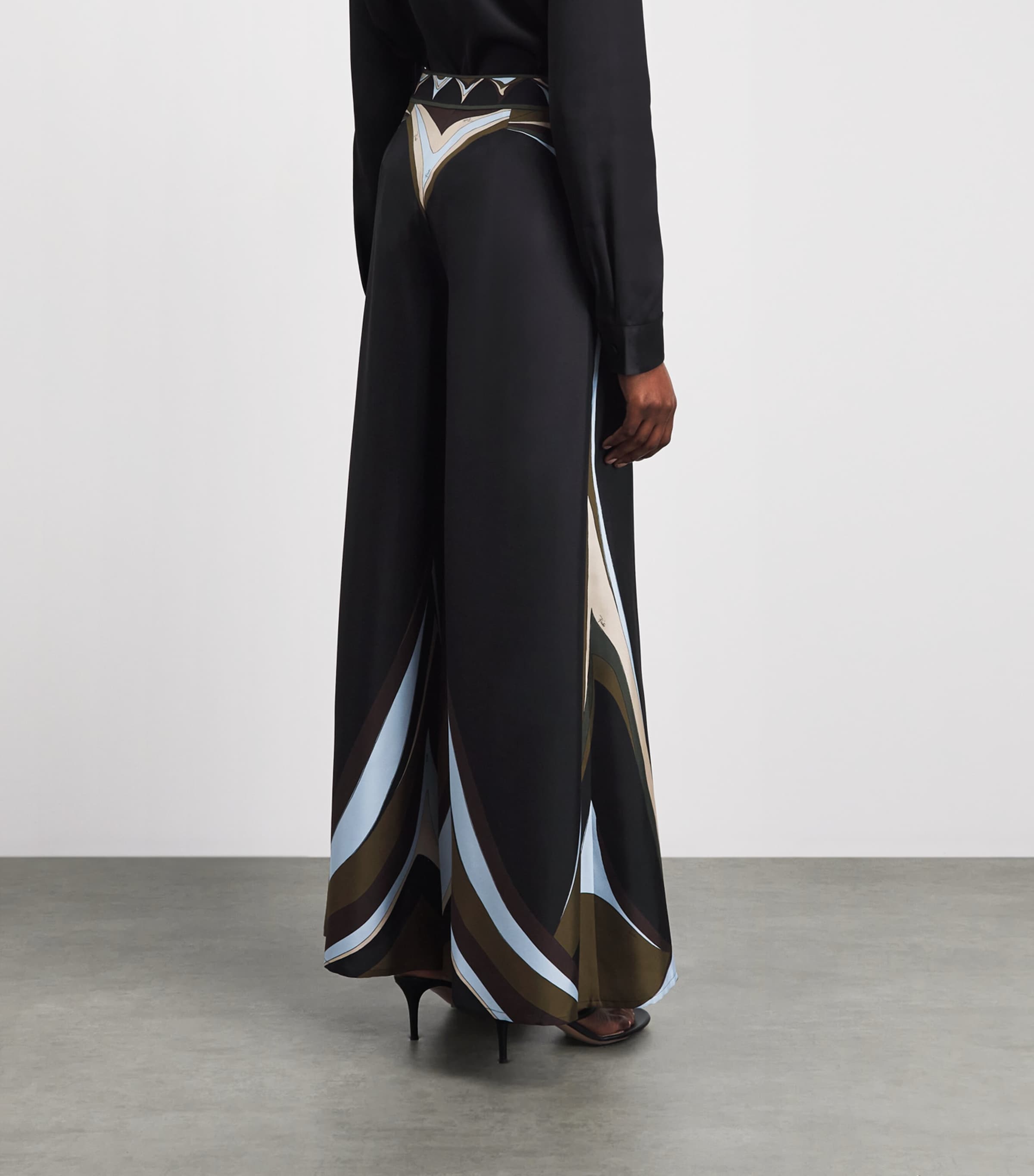 PUCCI Womens Silk Fari Wide-Leg Trousers Khaki Image 5