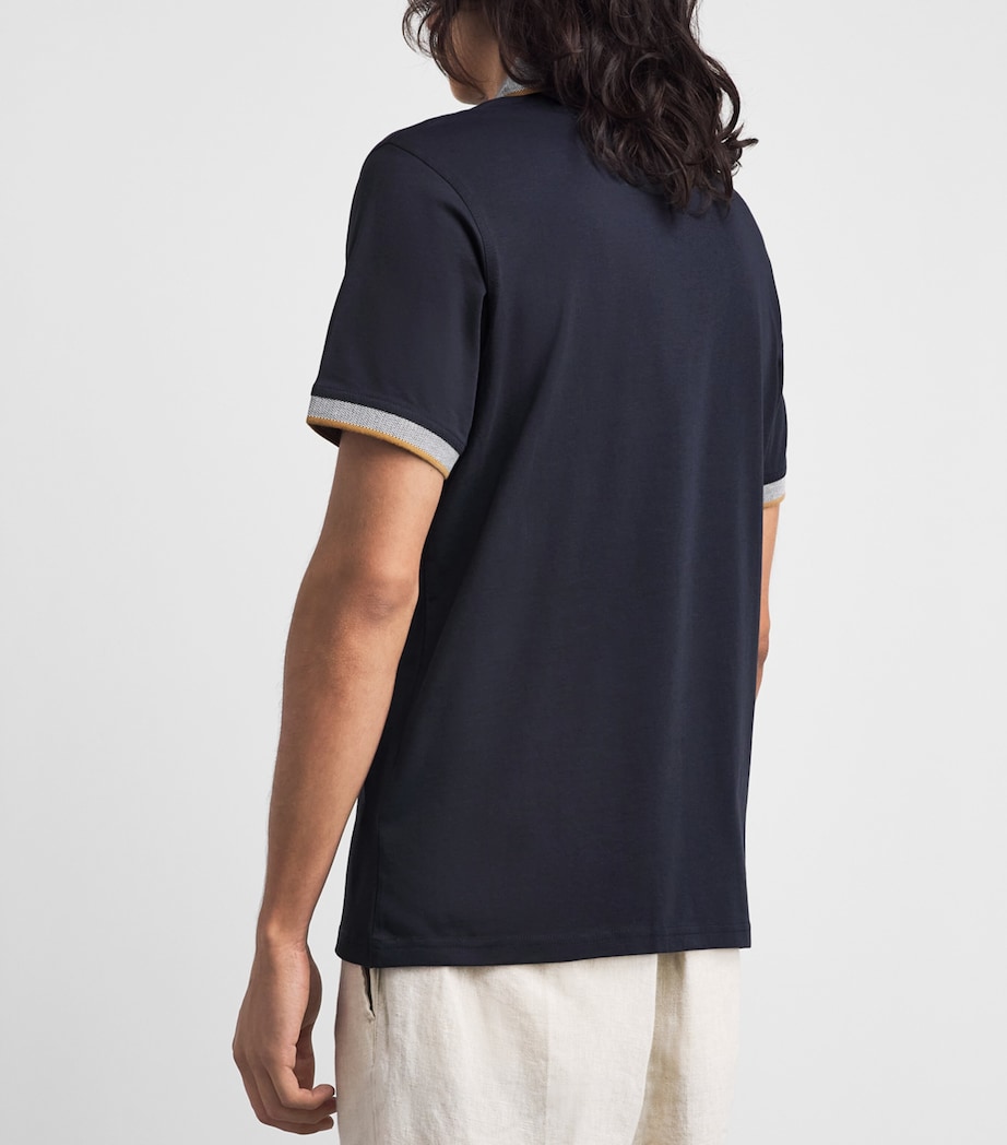 Barbour Mens Cotton Polo Shirt Navy/camel Image 5