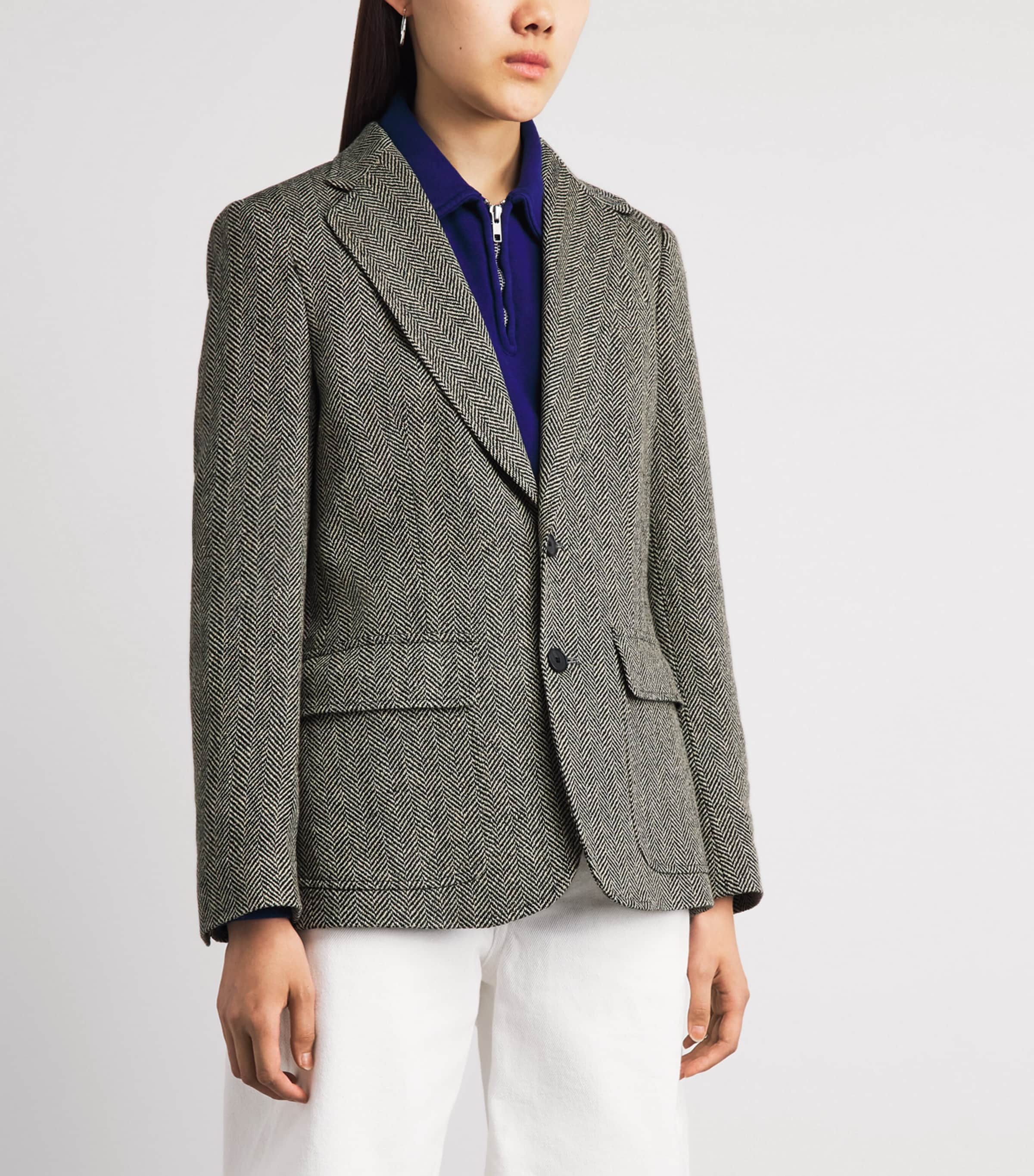 Polo Ralph Lauren Womens Linen-Silk-Wool Heritage Blazer Blk/bge Image 4