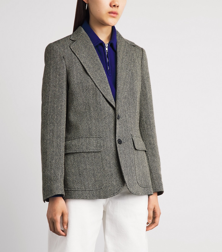 Polo Ralph Lauren Womens Linen-Silk-Wool Heritage Blazer Blk/bge Image 4