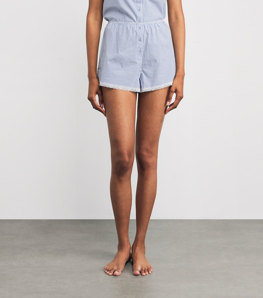 Cotton Poplin Sleep Shorts CADET STRIPE Image 3